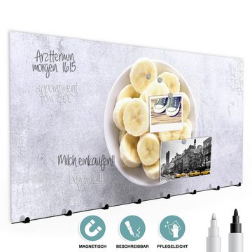 Primedeco Garderobenpaneel Magnetwand und Memoboard aus Glas Bananen in Schüssel