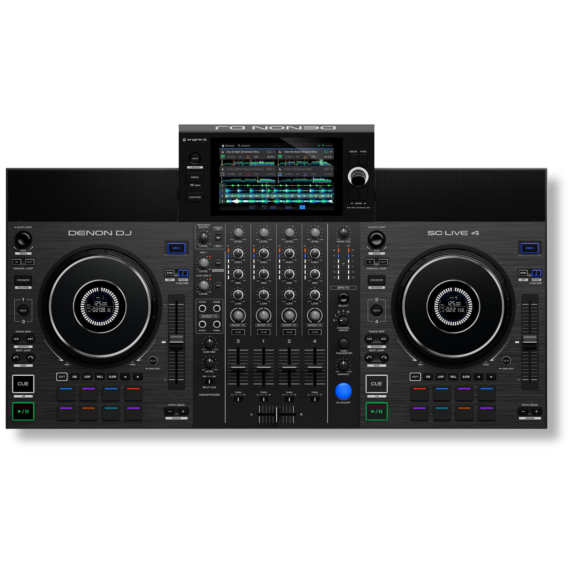 Denon DJ DJ Controller Denon DJ SC Live 4, (Einzelartikel, 1-tlg), 4-Kanal Standalone 7″ Touchscreen WLAN Serato & Virtual DJ kompatibel