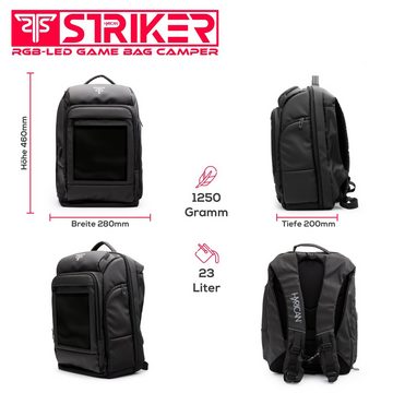 Hyrican Laptoprucksack Striker Game Bag CAMPER LED Laptoprucksack, 17,3'' Notebook, 12"Tablet, Polyester + LED-panel, USB, schwarz