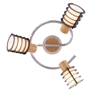 etc-shop Deckenspot, Leuchtmittel nicht inklusive, Deckenleuchte Metall Holz Esszimmer Designlampe Spotrondell Chrom