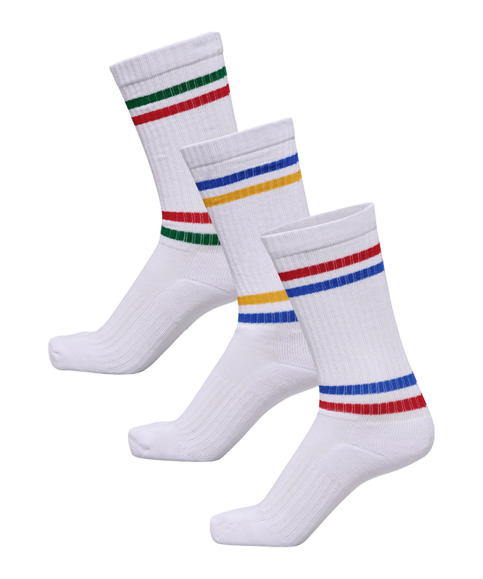 hummel Fußballstutzen Hummel hml 3er Pack Chevron High Socken Weiß Baumwolle