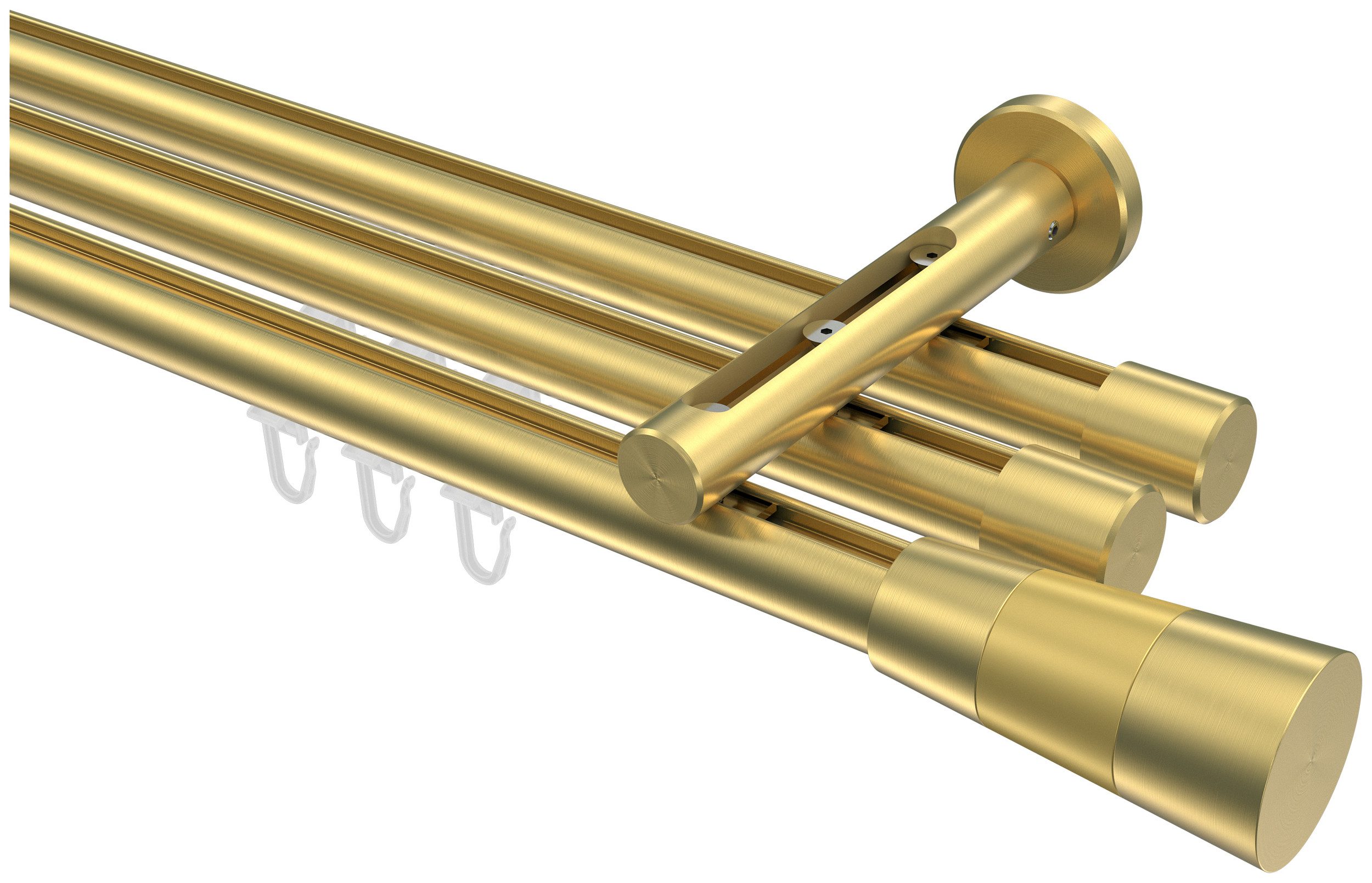 INTERDECO Innenlaufschiene Siteno Tanara, Ø 20 mm, 3-läufig, Fixmaß, kürzbar, Wandmontage, Aluminium, Messing-Optik