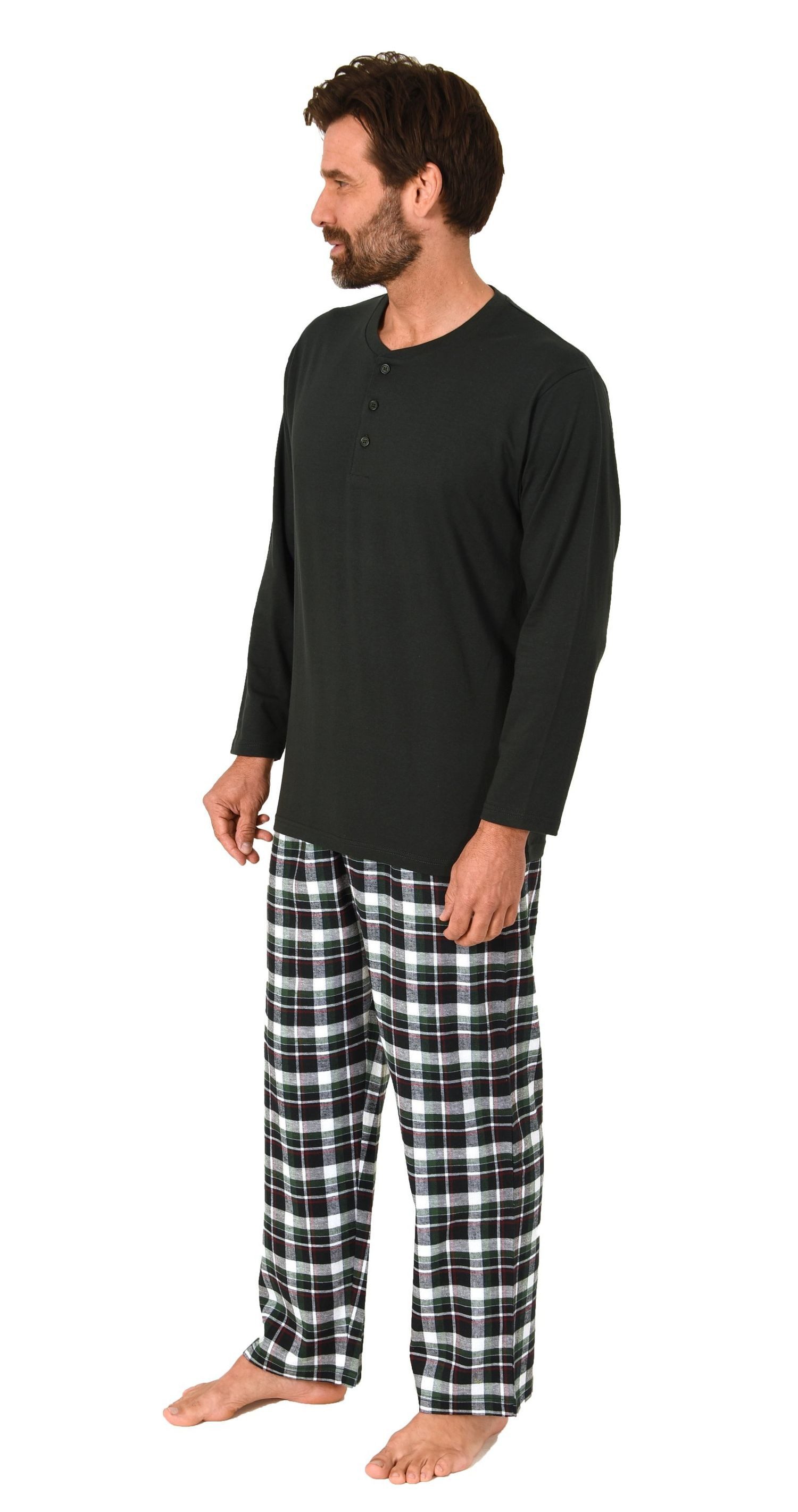 Normann Pyjama Normann Herren Schlafanzug lang, Pyjama mit karierter Flanel günstig online kaufen