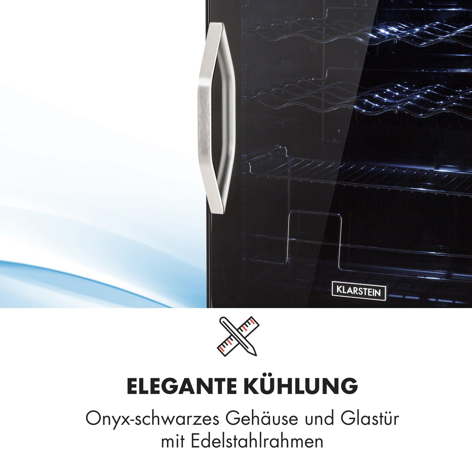 cm HEA-BeersafeXL-onyx Glastür hoch, 47 Klarstein cm Getränkekühlschrank Hausbar Bier Getränkekühlschrank 10032871A, breit, 63 Flaschenkühlschrank