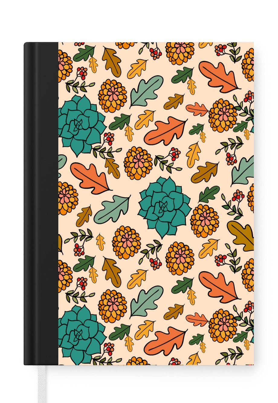 MuchoWow Notizbuch Herbst - Blumen - Muster, Journal, Merkzettel, Tagebuch, Notizheft, A5, 98 Seiten, Haushaltsbuch | Notizbücher