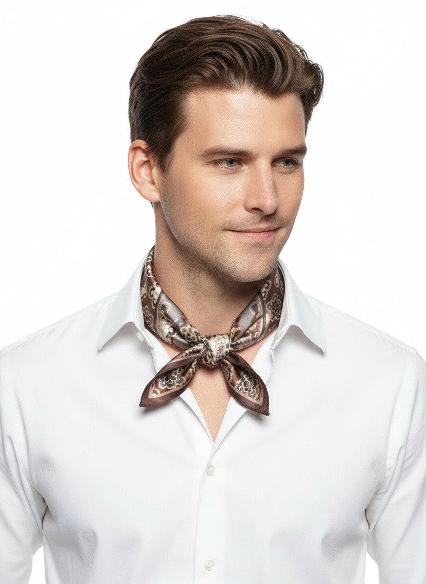 Moschen-Bayern Halstuch Halstuch Damen Herren Nickituch Seidentuch Seidenhalstuch Beige Braun