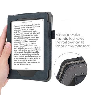kwmobile E-Reader-Hülle Flip Schutzhülle für Tolino Page 2, Handschlaufe - Cover Wildleder-Optik