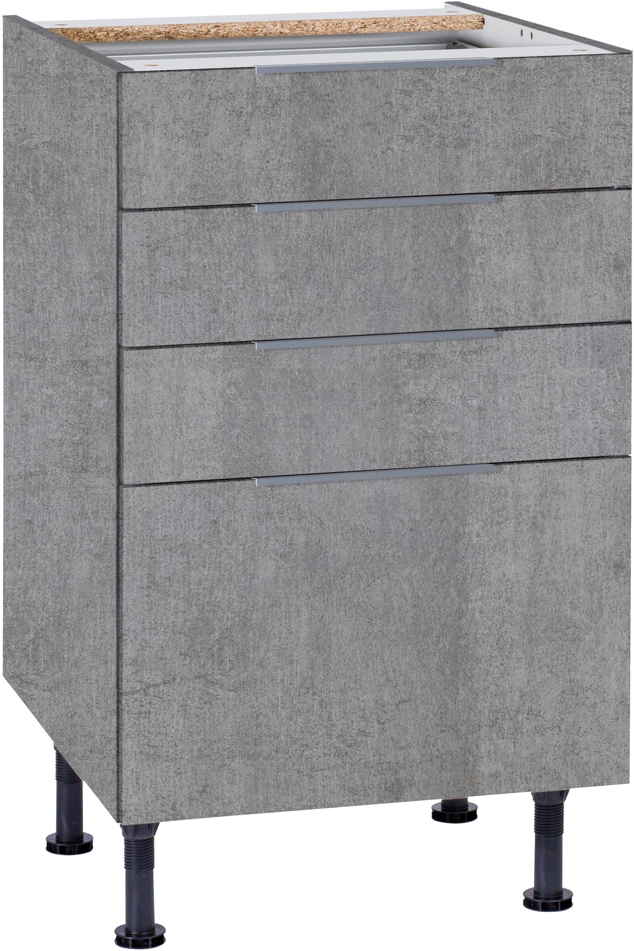 OPTIFIT Unterschrank Tara mit 50 Soft-Close-Funktion, cm Breite betonfarben Vollauszug betonfarben und 