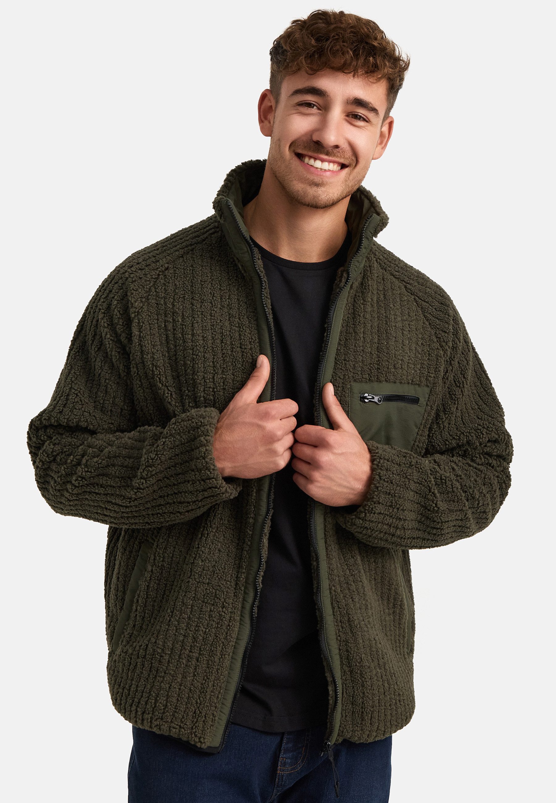 Indicode Fleecejacke INScotts innovatives Strickfleece-Design günstig online kaufen