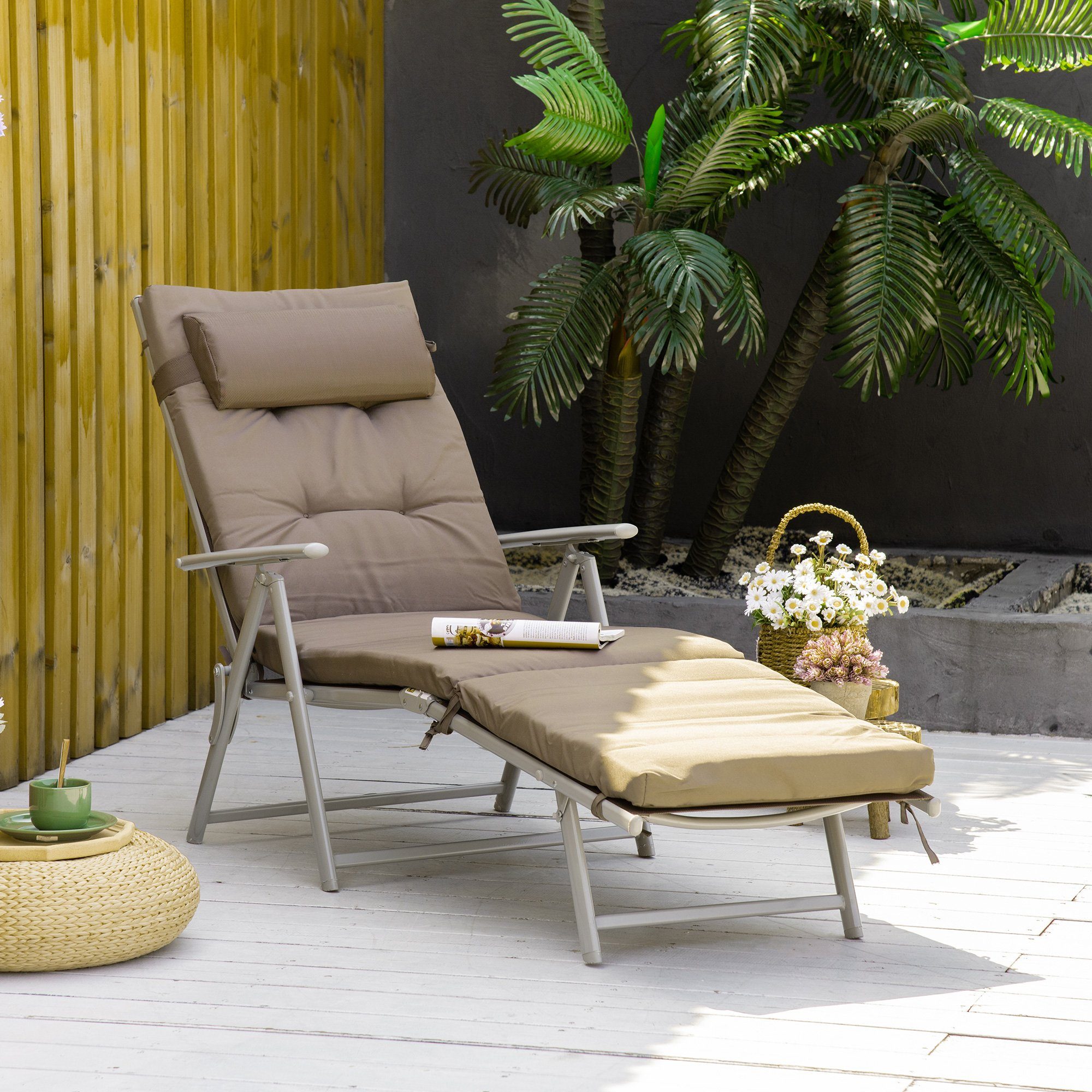 Outsunny Gartenliege Mit Kissen Garten Stoff günstig online kaufen