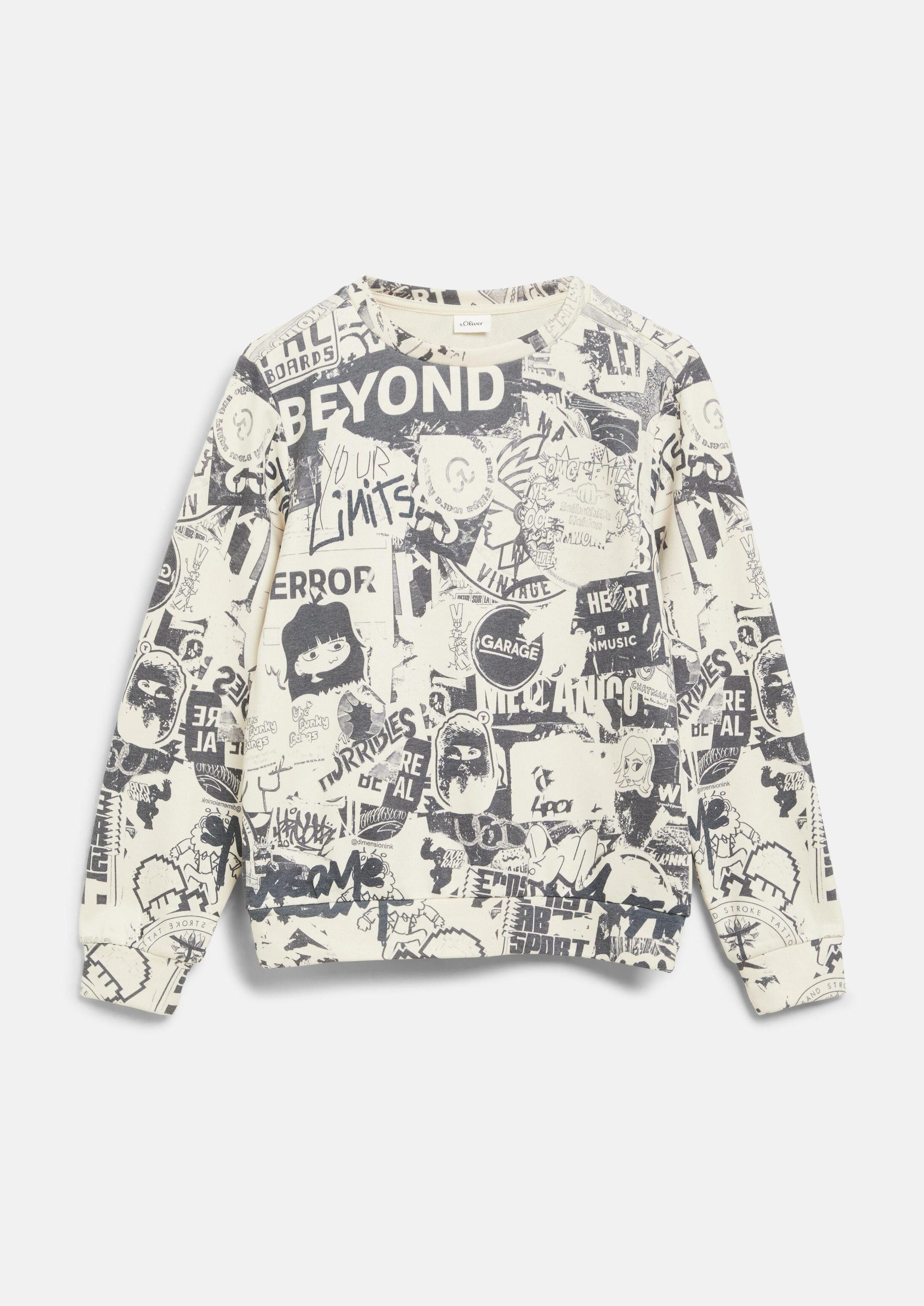 s.Oliver Sweatshirt Sweatshirt Sweatshirt mit All-over-Print