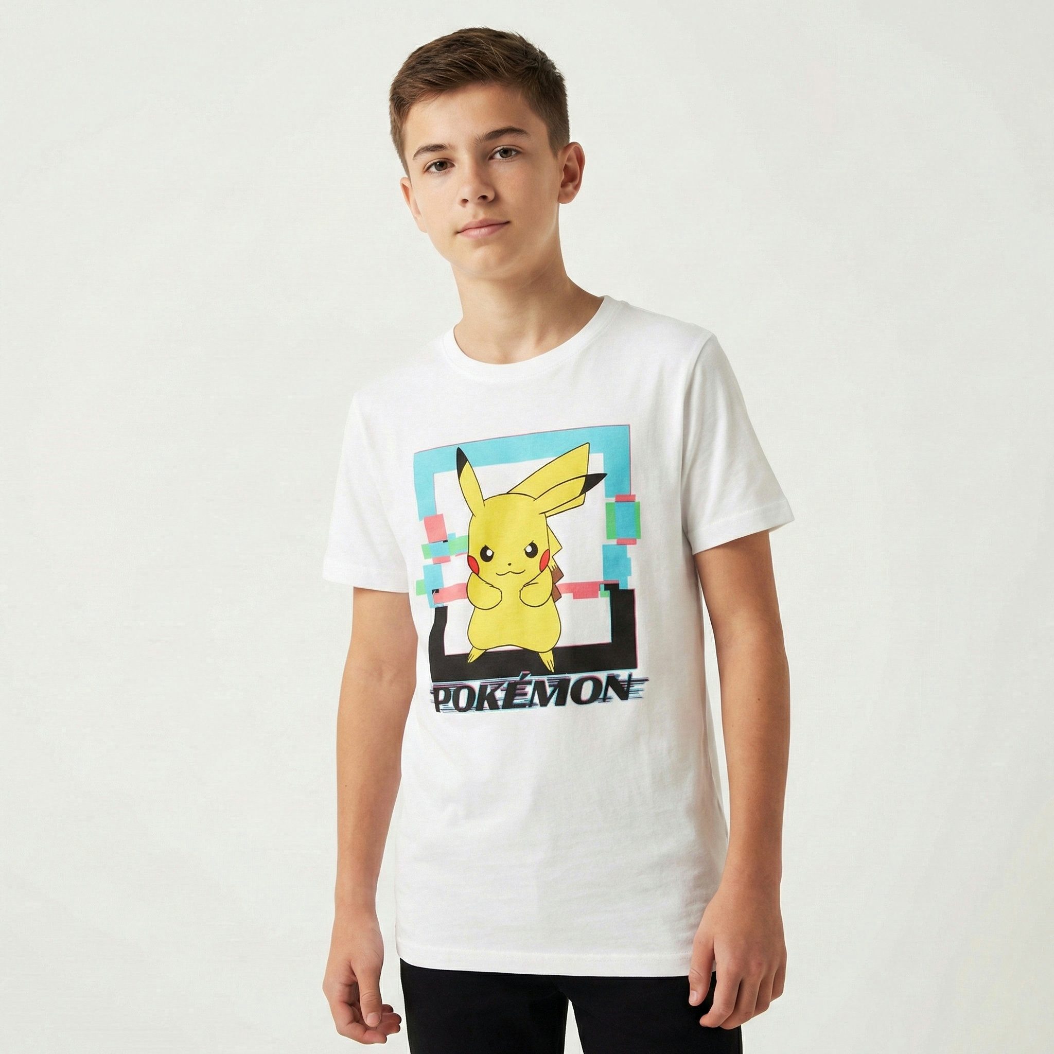 POKÉMON Print-Shirt Pokemon Pikachu Jungen T-Shirt Kurzarm Shirt Gr. 140 bis 176, 100% Baumwolle