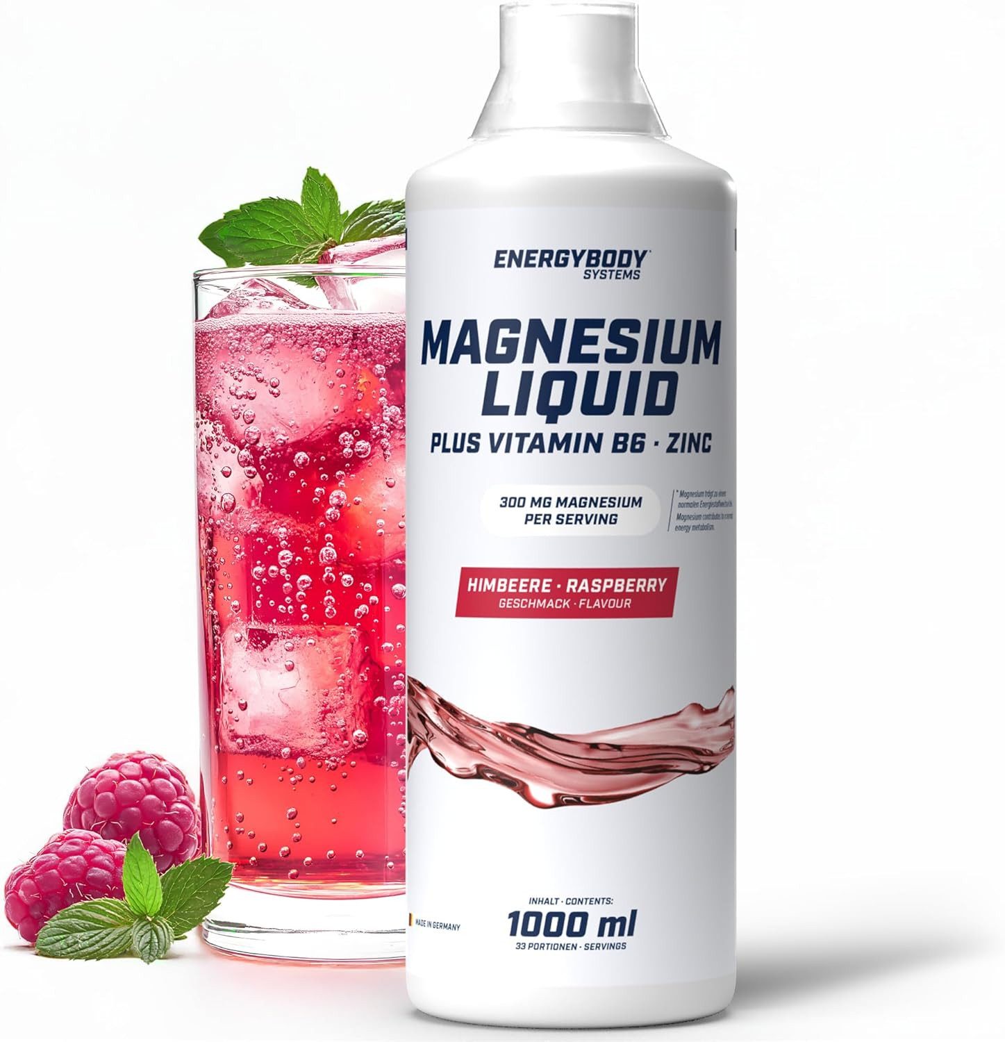 Energybody Systems Magnesium Liquid Plus Vitamin B6 flüssig, Magnesium Citrat, mit Dosierkappe, 1 Liter