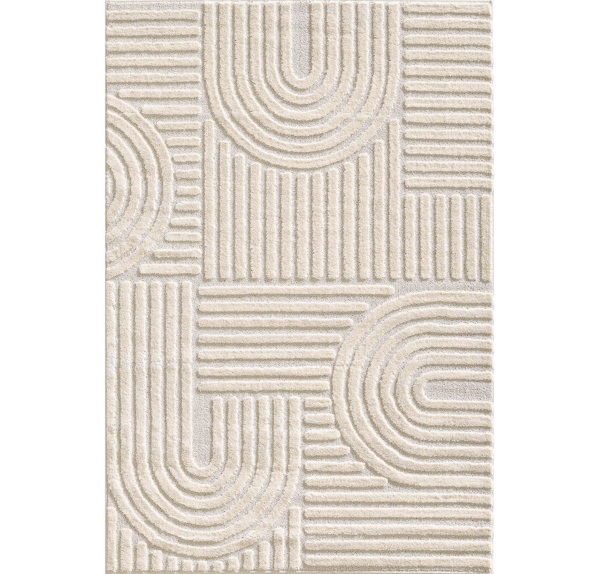 Teppium Teppich Boho-Design, Rechteckig, Höhe: 20 mm, Teppich Wohnzimmer Skandinavisches Boho Teppich Hoch-Tief Effekt