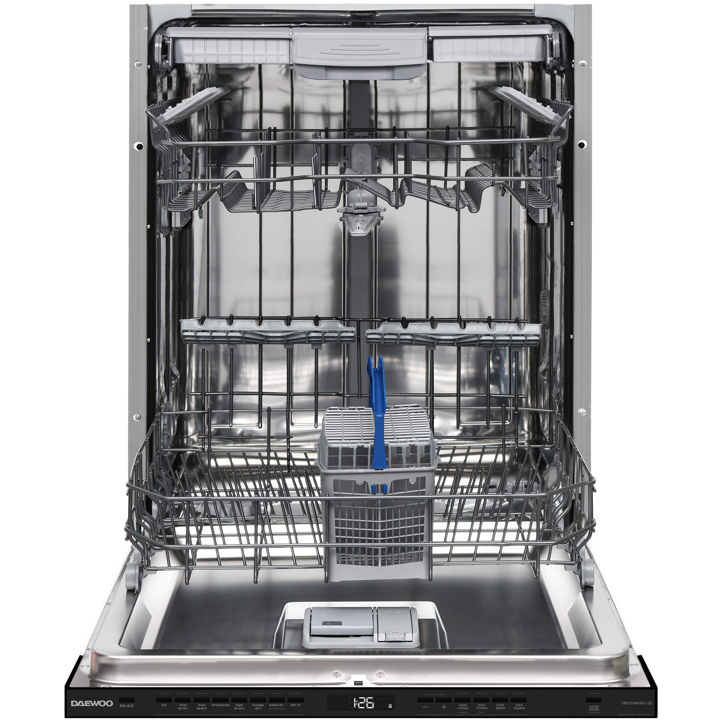 Daewoo vollintegrierbarer Geschirrspüler DBFS33N49E61-DE, 9 l, 16 Maßgedecke, Einbau Spülmaschine vollintegriert 60 cm, 9 Programme, AquaStop, 49 dB – Bild 2 von 5