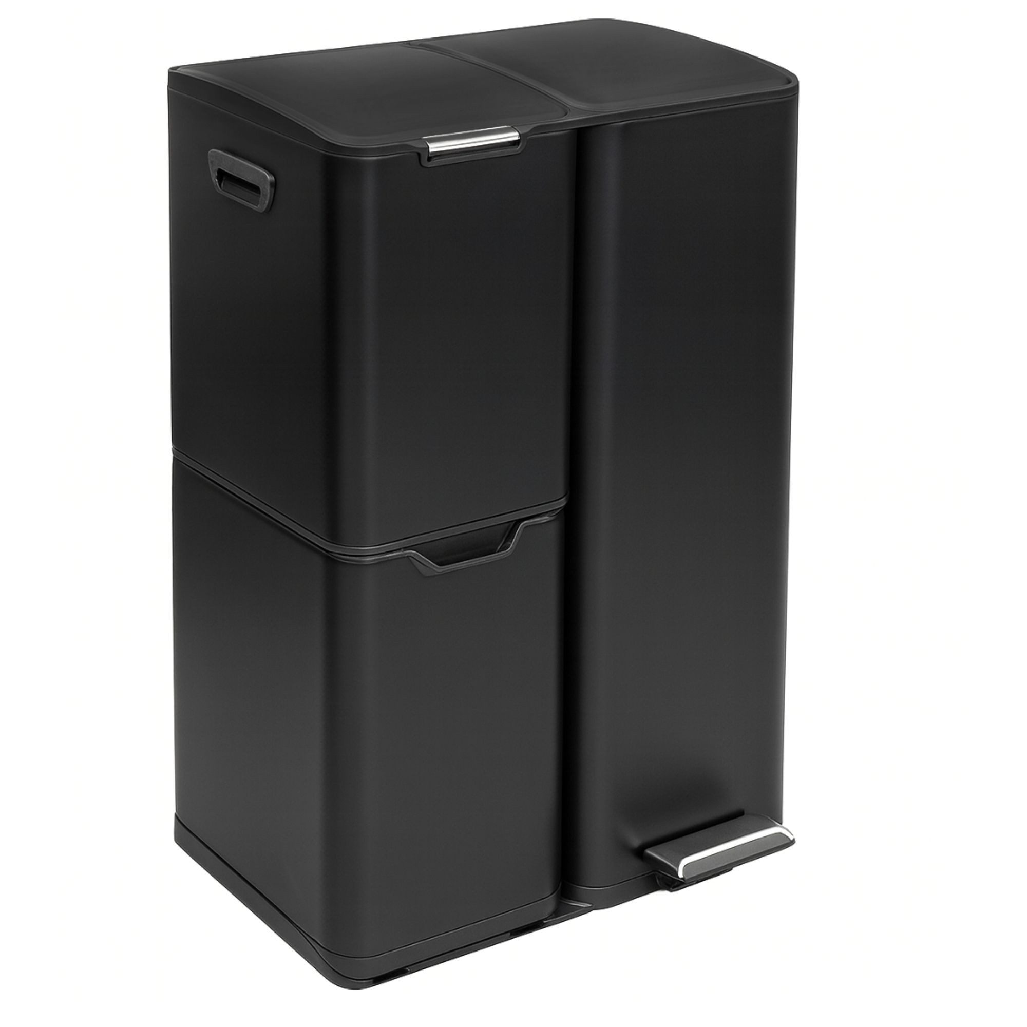 osoltus Ausklopfbehälter osoltus 3-Fach Sortierer Mülleimer Petrona 13L + 17L+ 30L schwarz