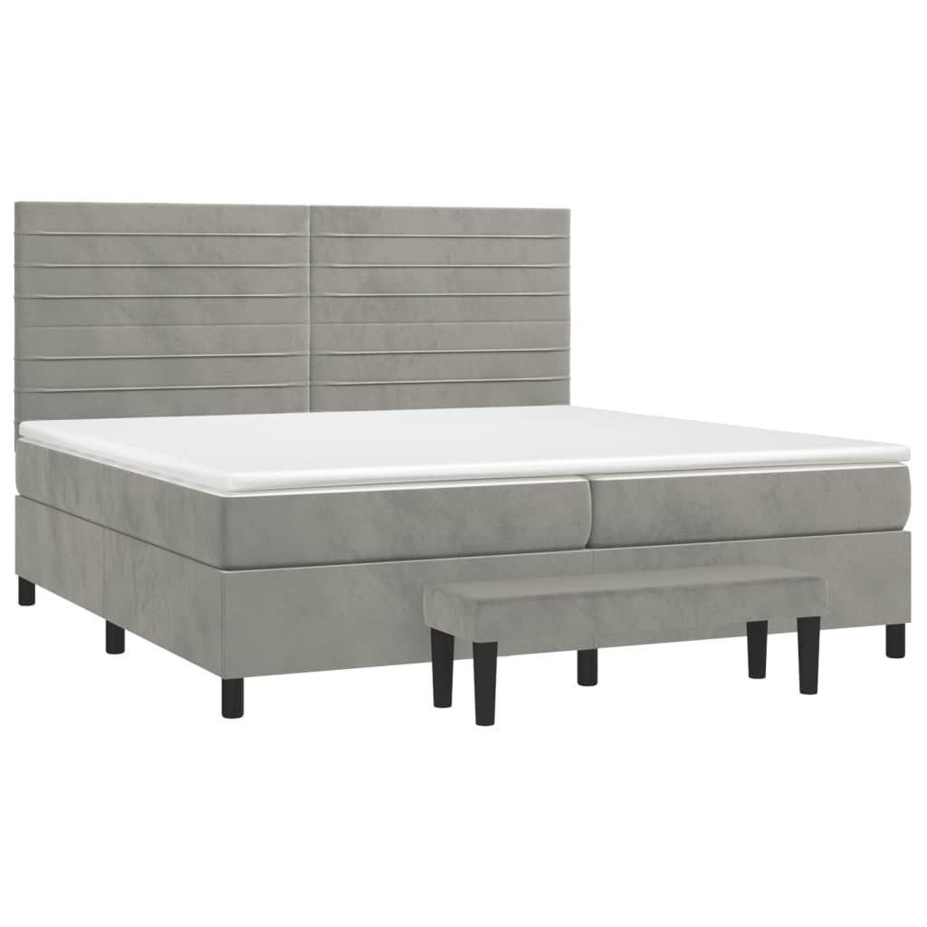 Bett Boxspringbett mit Matratze Hellgrau 200x200 cm Samt
