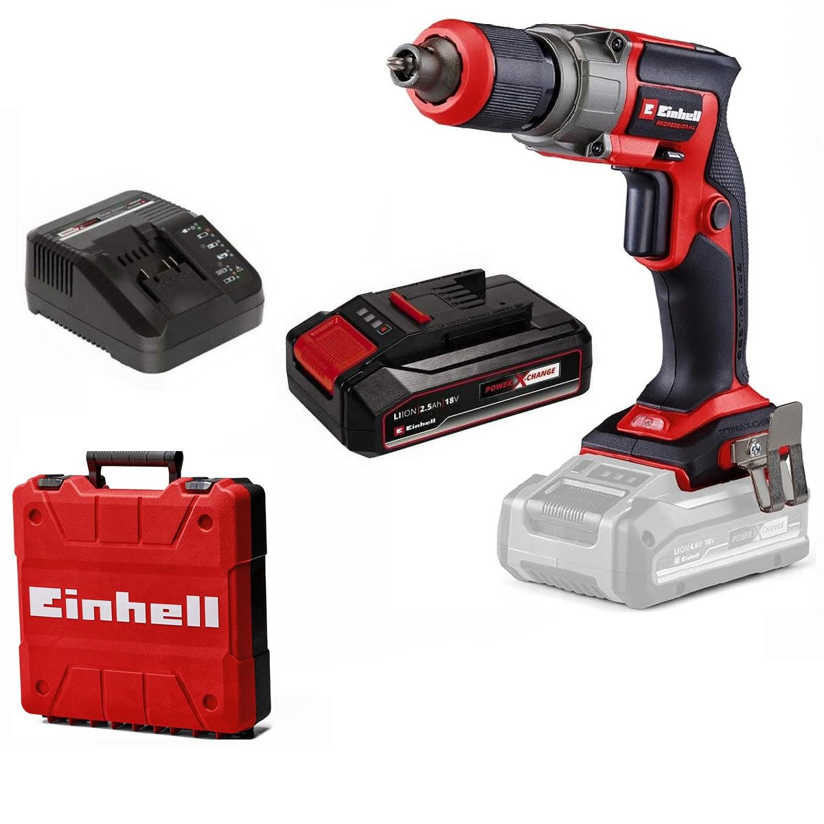 Einhell Akku-Trockenbauschrauber Professionel Trockenbauschrauber TE-DY 18 Li- BL Akku 2.5 Ah Koffer