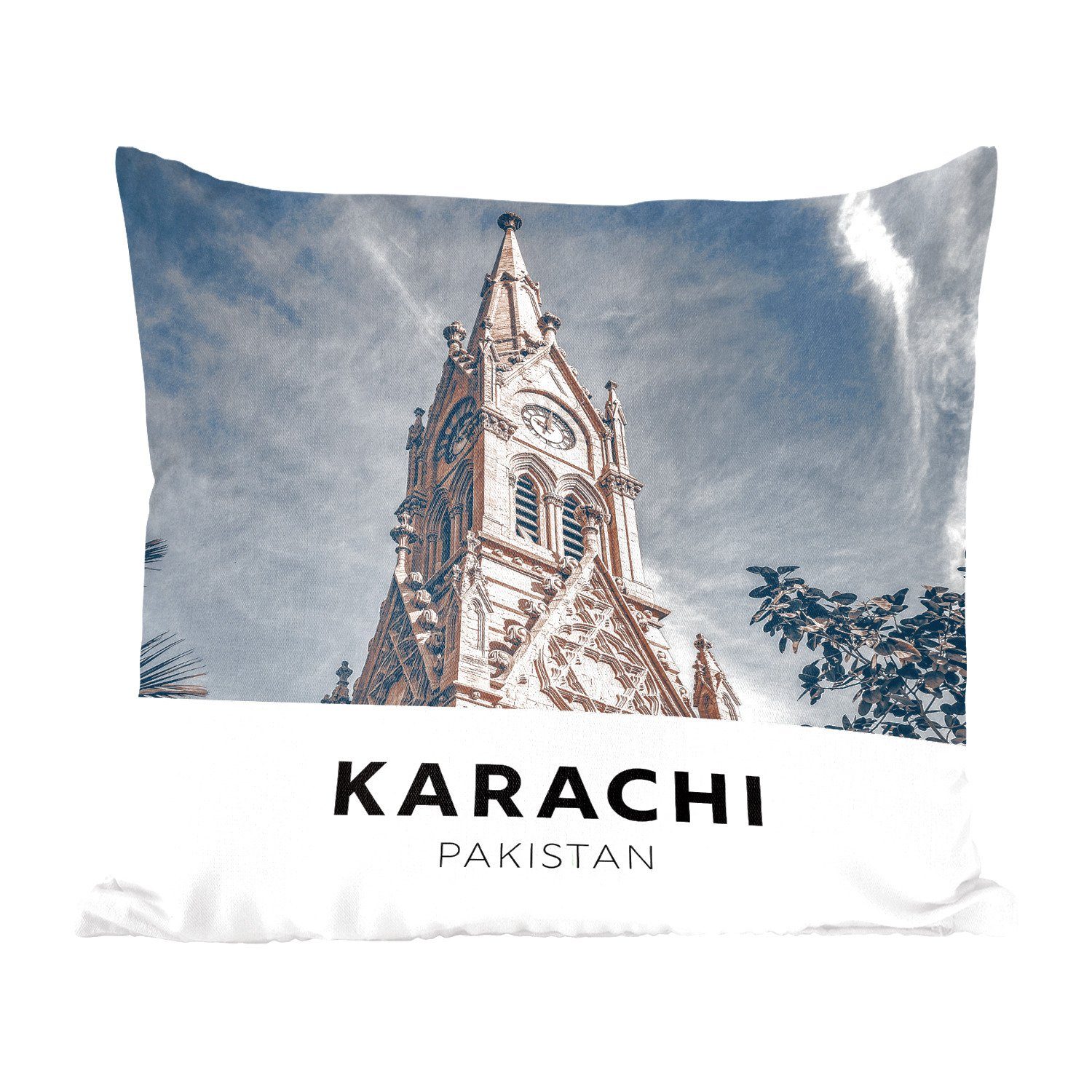 MuchoWow Dekokissen Pakistan - Turm - Architektur, Zierkissen mit Füllung für Wohzimmer, Schlafzimmer, Deko, Sofakissen