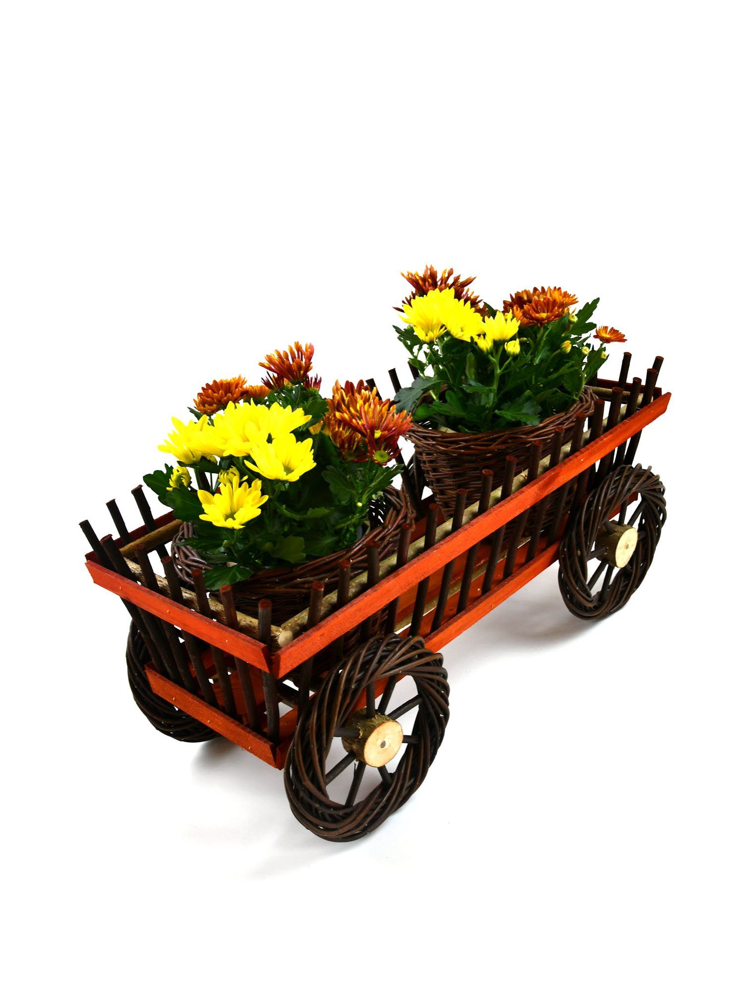 MyBer® Blumenständer Blumenwagen Blumentopf Blumenkasten Gartendeko Pflanzentopf (1 St), Handarbeit B/T/H: 60/30/29,5cm K3-556