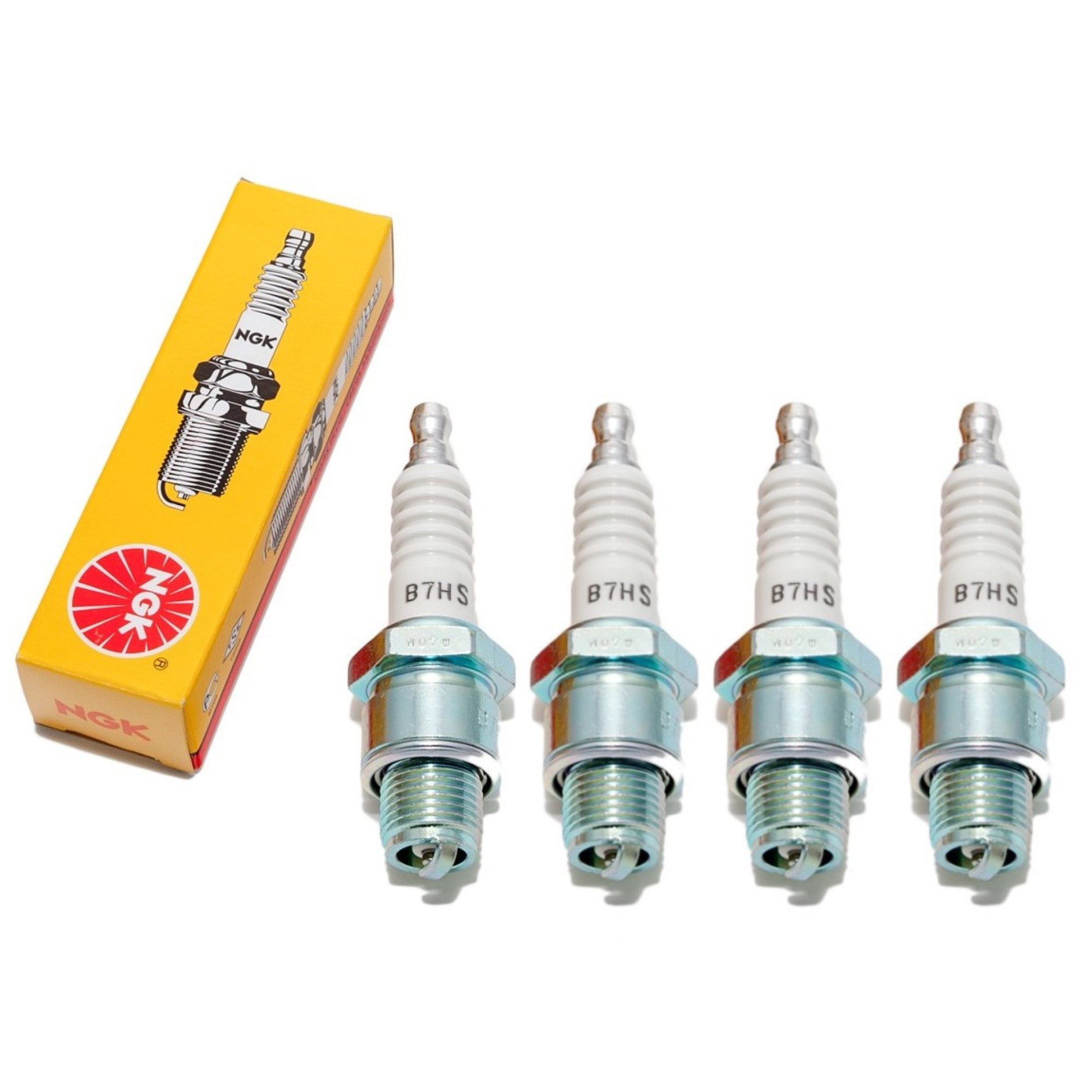 NGK Zündkerze Set 4x B7HS Zündkerze, 12,7mm Kurzgewinde Ø 14,0mm Hex 20,8mm