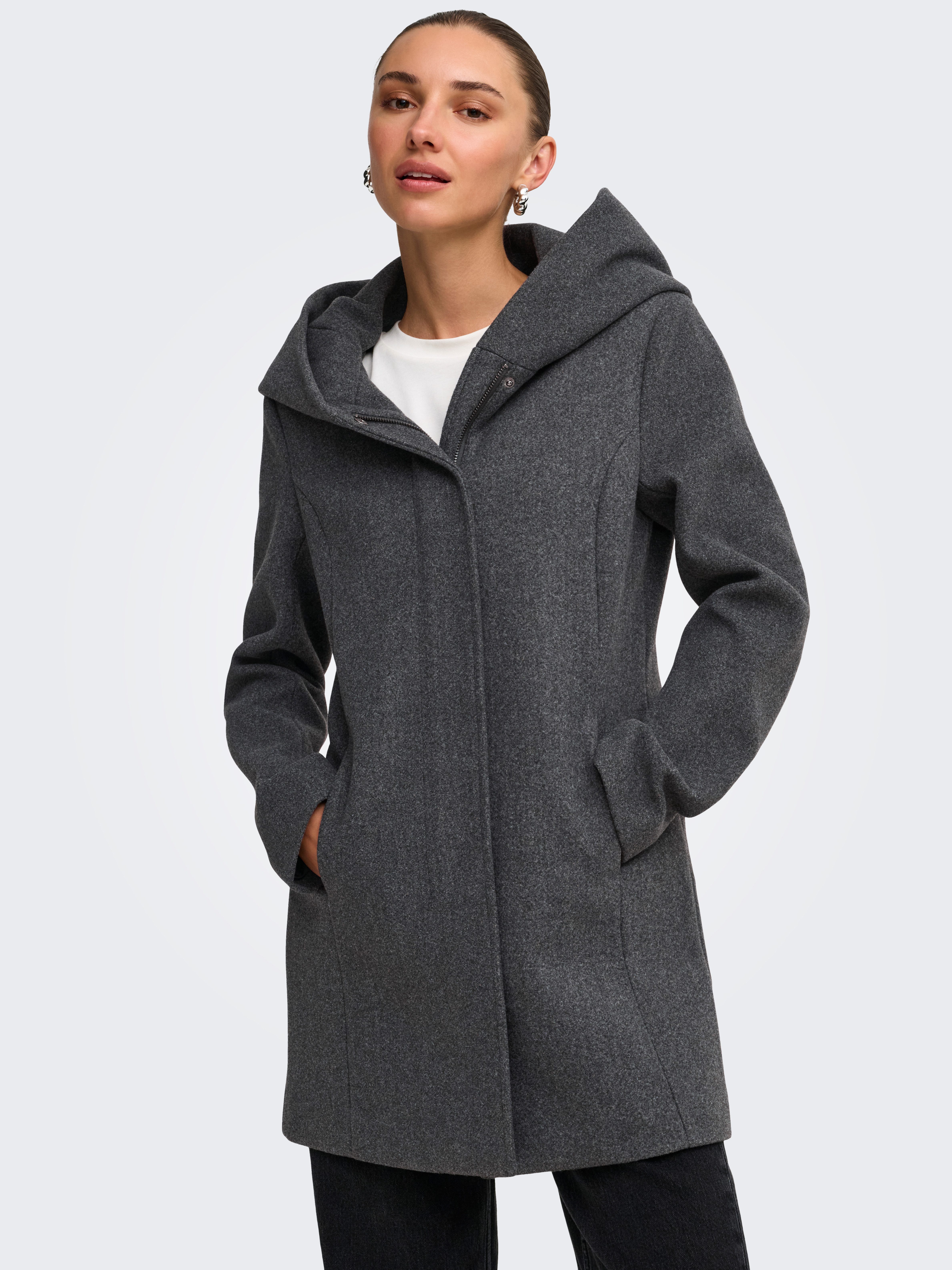ONLY Langjacke ONLBLAKE HOOD COAT CC OTW Kunstfaser, Eingrifftaschen
