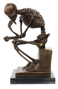 Aubaho Skulptur Bronze nach Rodin Skelett Gerippe Denker Figur Bronzeskulptur Anatomie