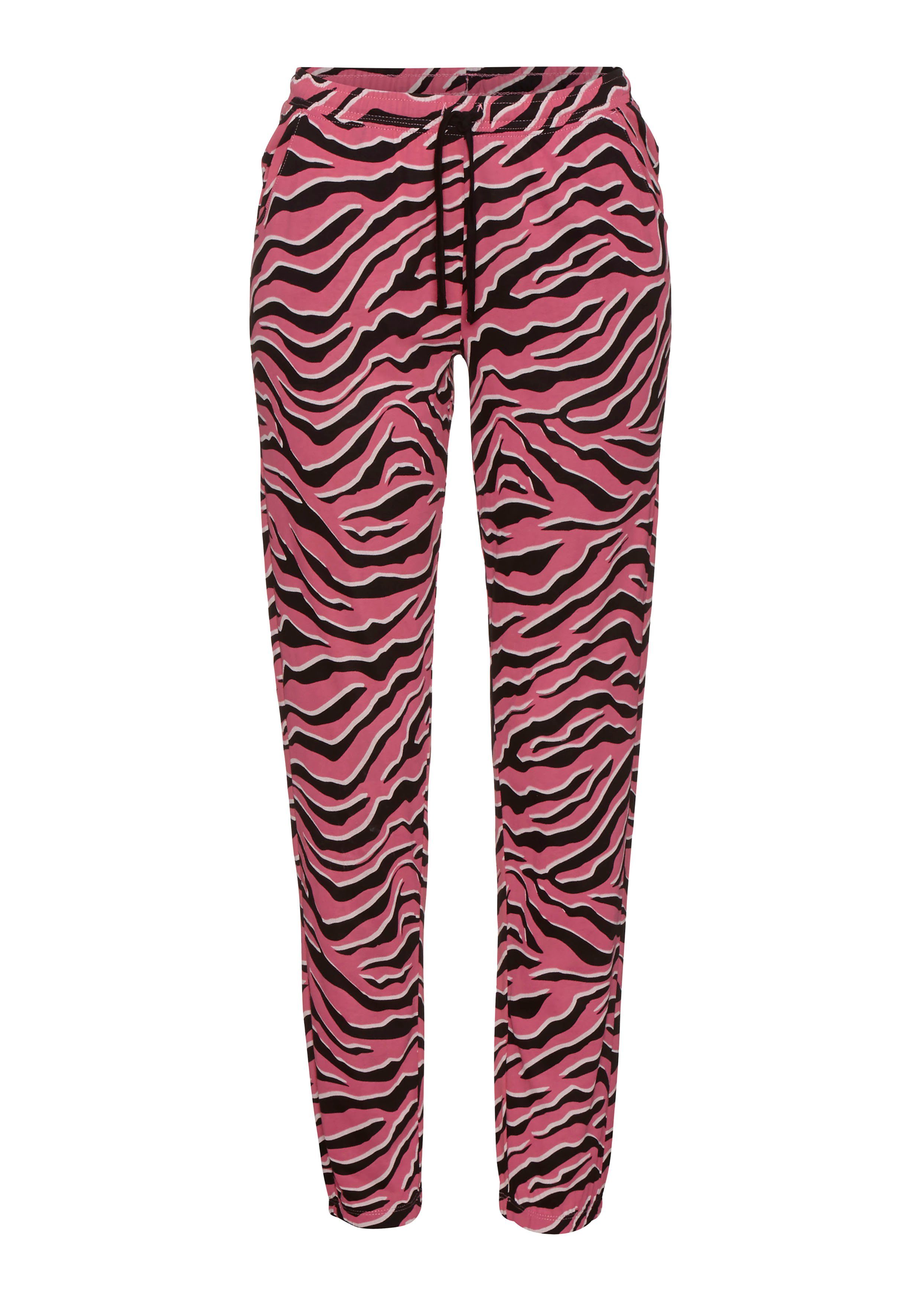 Vivance Dreams Pyjama schwarz Animalprint pink mit bedruckt Zebra