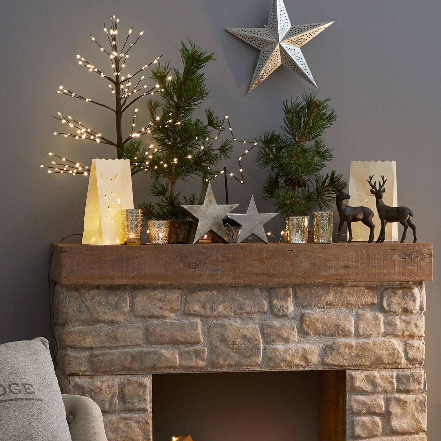 Mirabeau Weihnachtsfigur Deko-Sterne 2er Set Big Star antiksilber (2er Set, 2er Set)