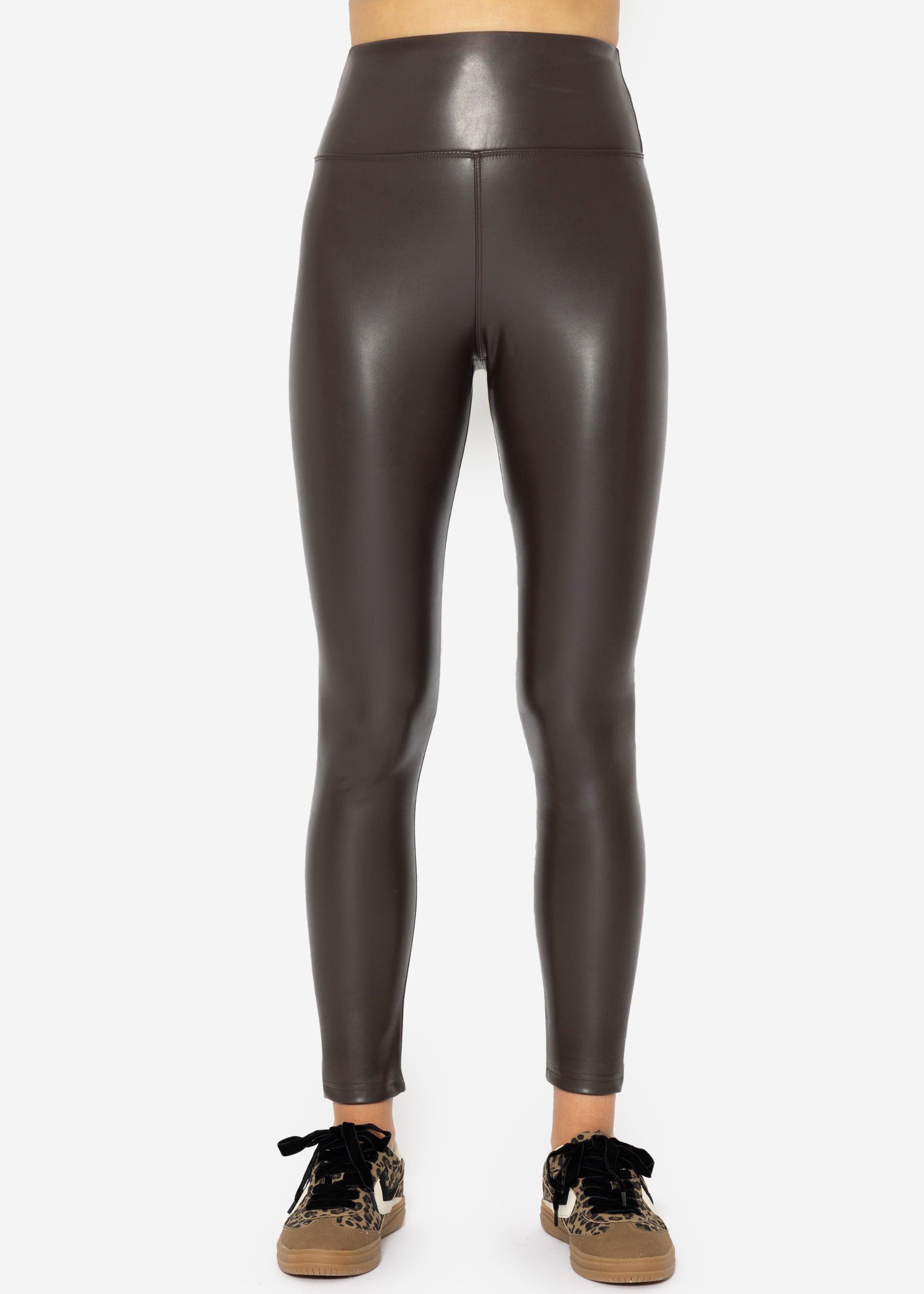 Lederhose Highwaist Thermoleggings Damen in Lederoptik