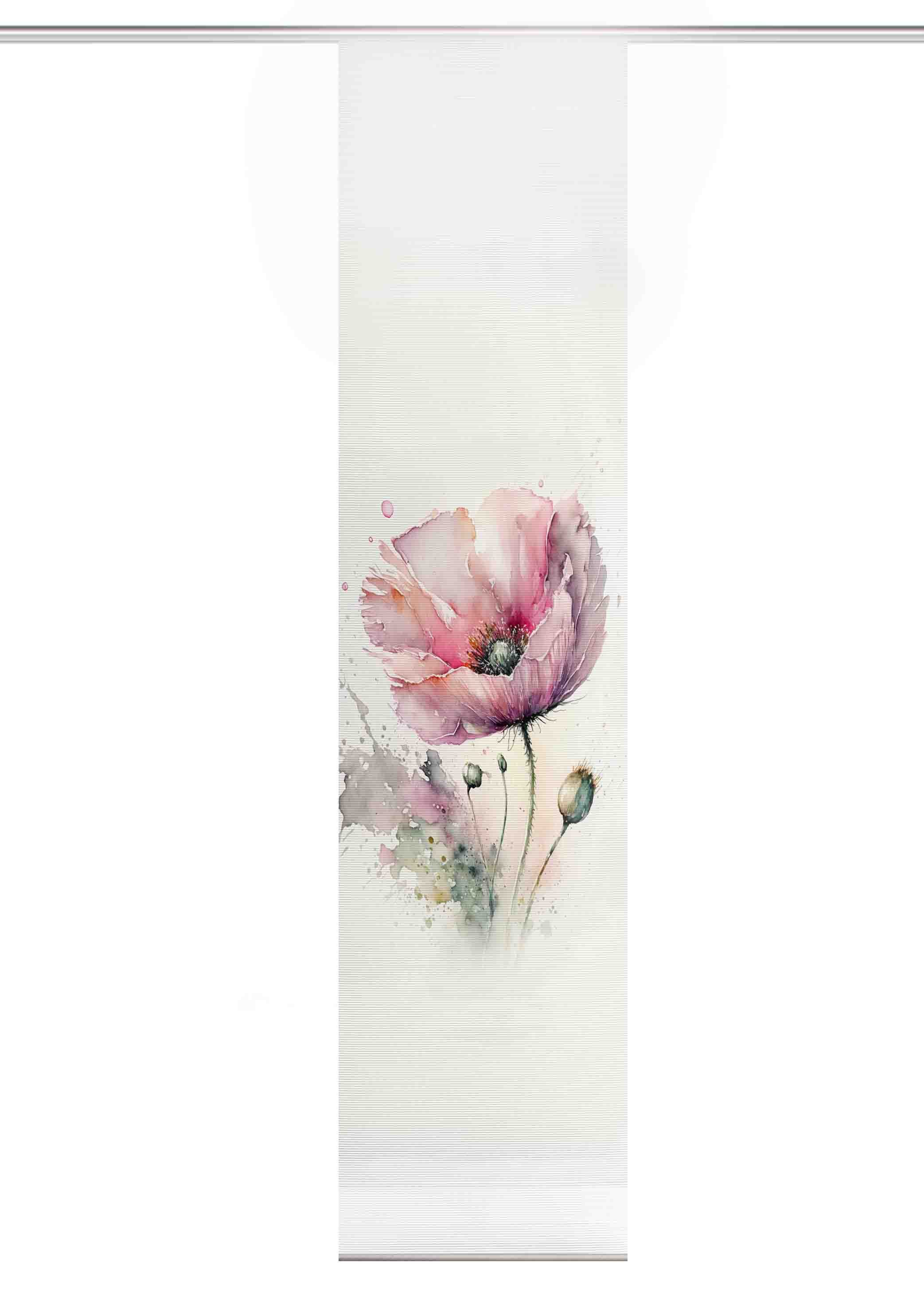 HOME WOHNIDEEN Schiebegardine HIG Schiebegardine MELIORA, recycelt, Moonblume auf Bambusoptik 245x60 (1 St), Paneelwagen, halbtransparent, 91% Polyester (recycelt), 9% Polyester