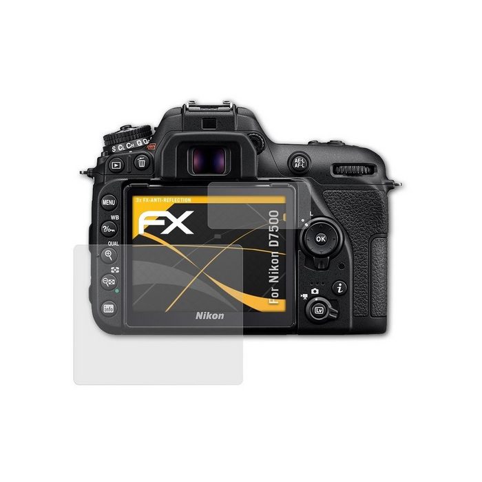 atFoliX Schutzfolie für Nikon D7500 (3er Set) Entspiegelnd und stoßdämpfend