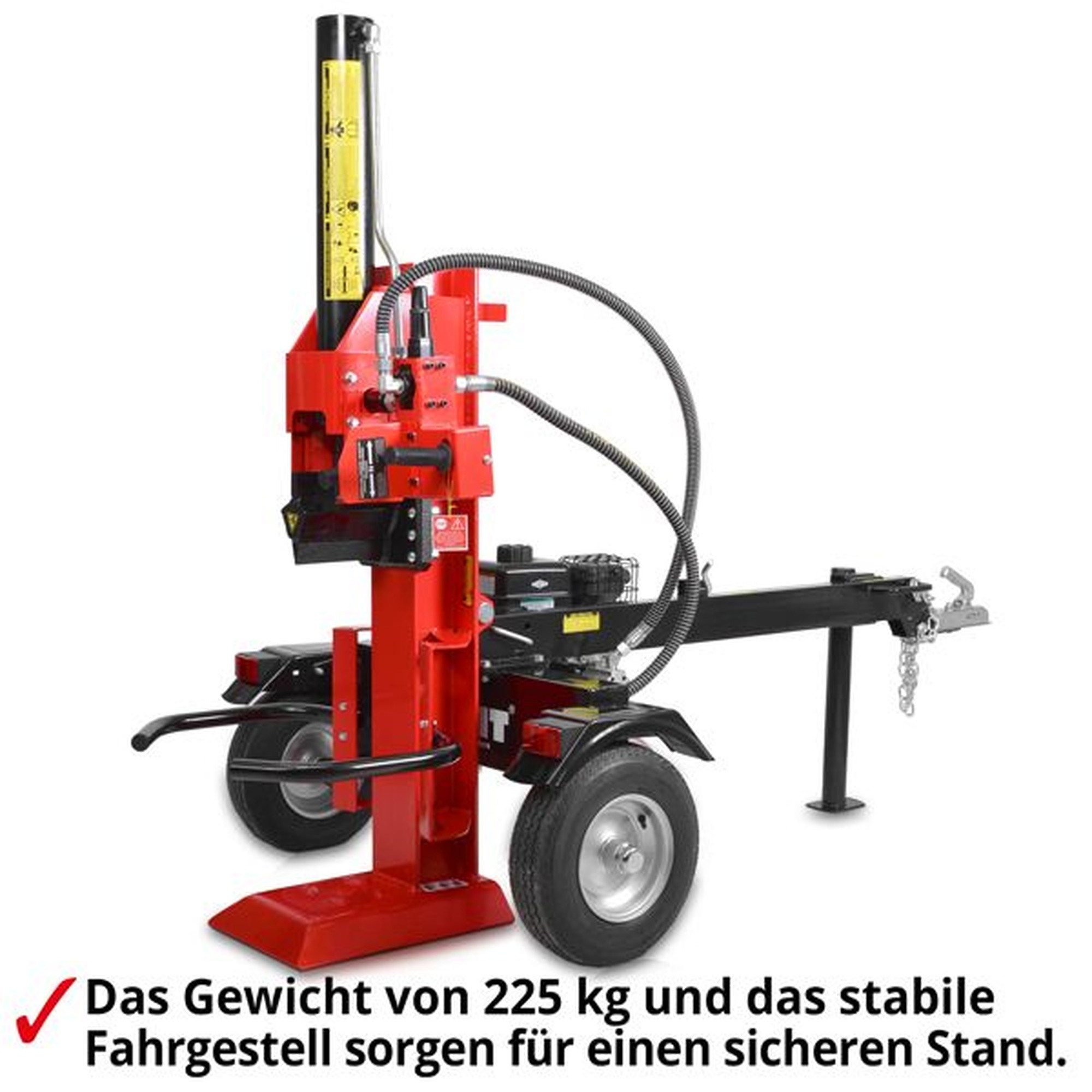 Hecht Benzinholzspalter 6422 XR950 Briggs & Stratton, Spaltgutlänge bis 63,5 cm, Spaltgutdurchmesser bis 40 cm, 6,6 PS, 22 T, Anhängerkupplung