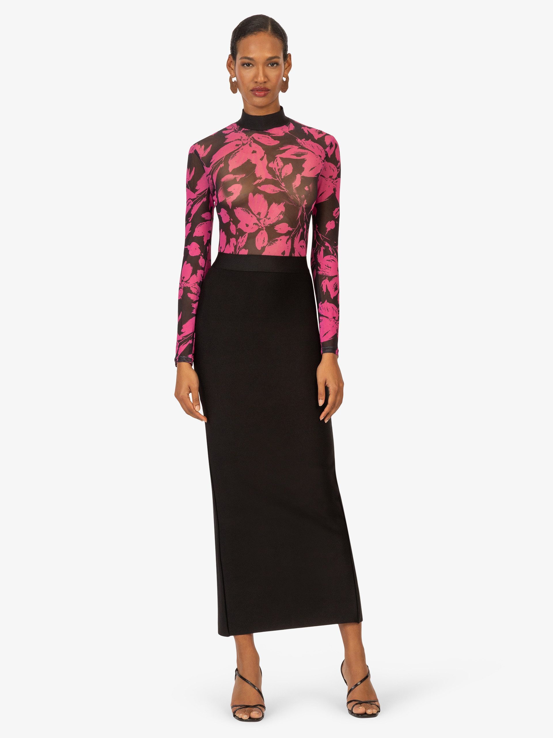 Kraimod Abendkleid mit transparentem Oberteil und Maxilänge