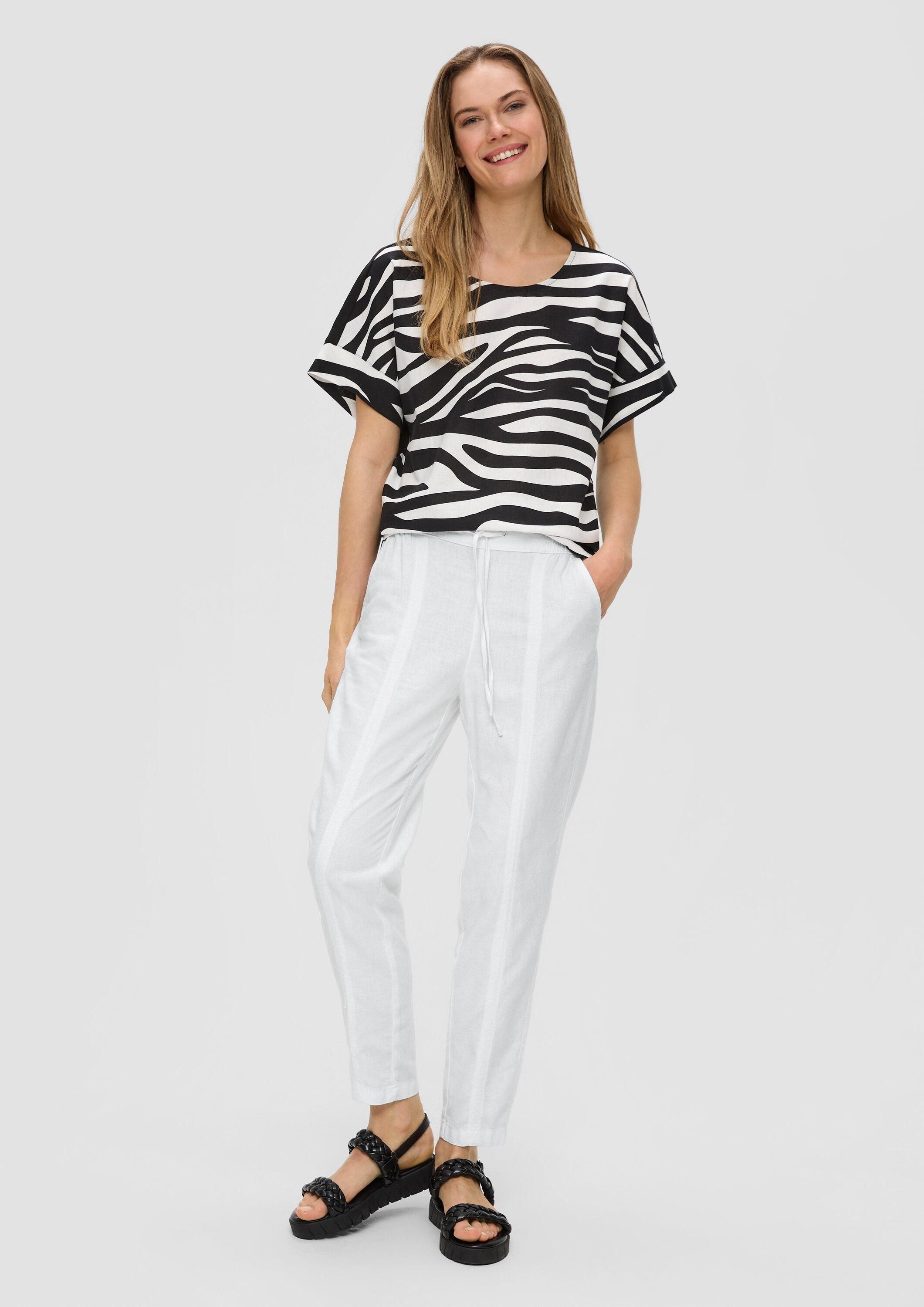 s.Oliver 7/8-Hose Hose Hose aus Leinenmix mit Ziernähten