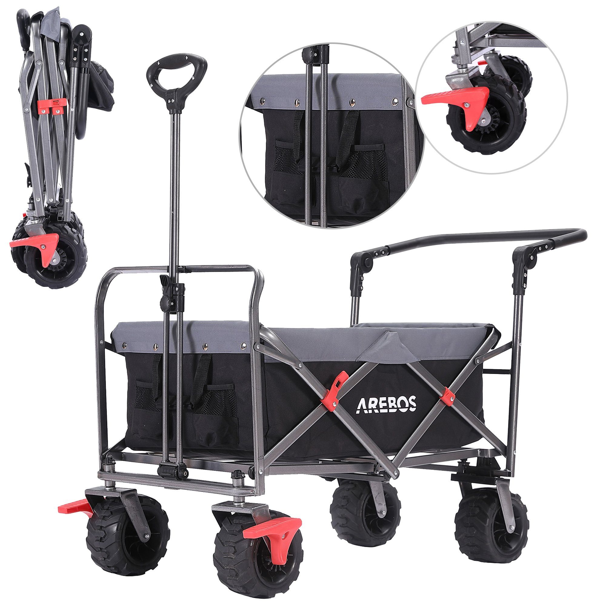 Arebos Bollerwagen Transportkarre, Gerätewagen, Handwagen, Faltwagen, faltbar
