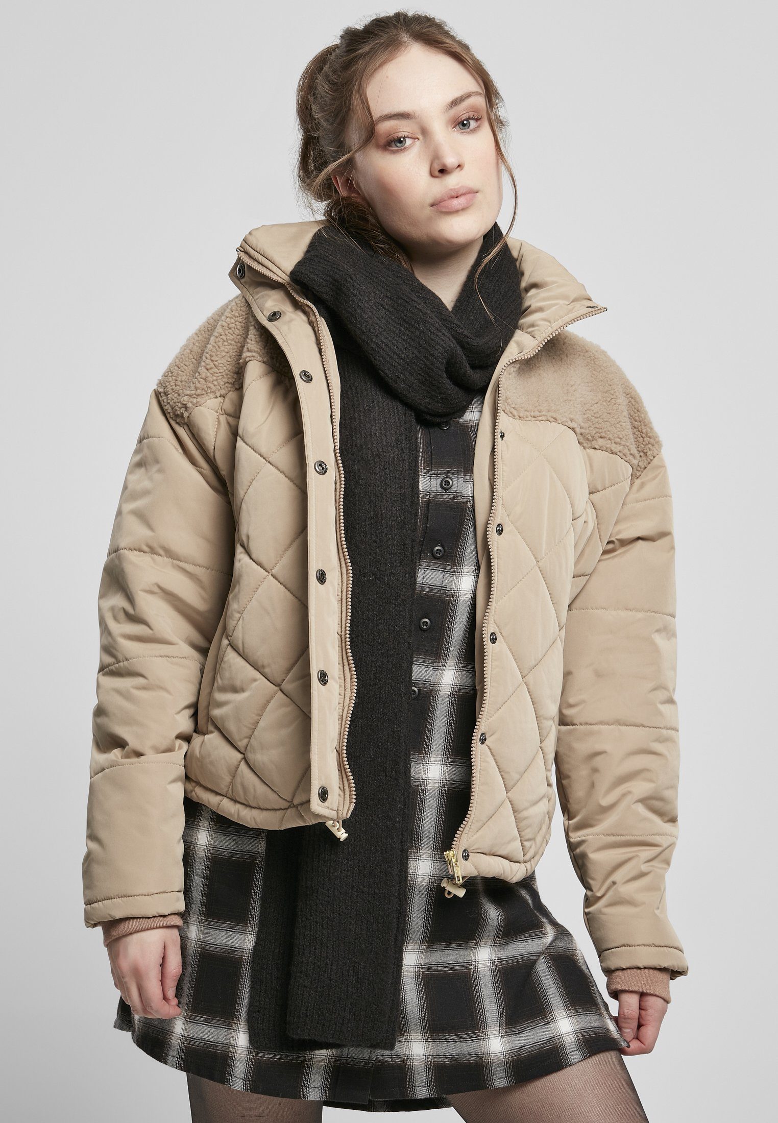 [Übersee-Standard] URBAN CLASSICS Ladies Diamond Puffer (1-St) Quilt Oversized softtaupe Winterjacke Jacket Damen