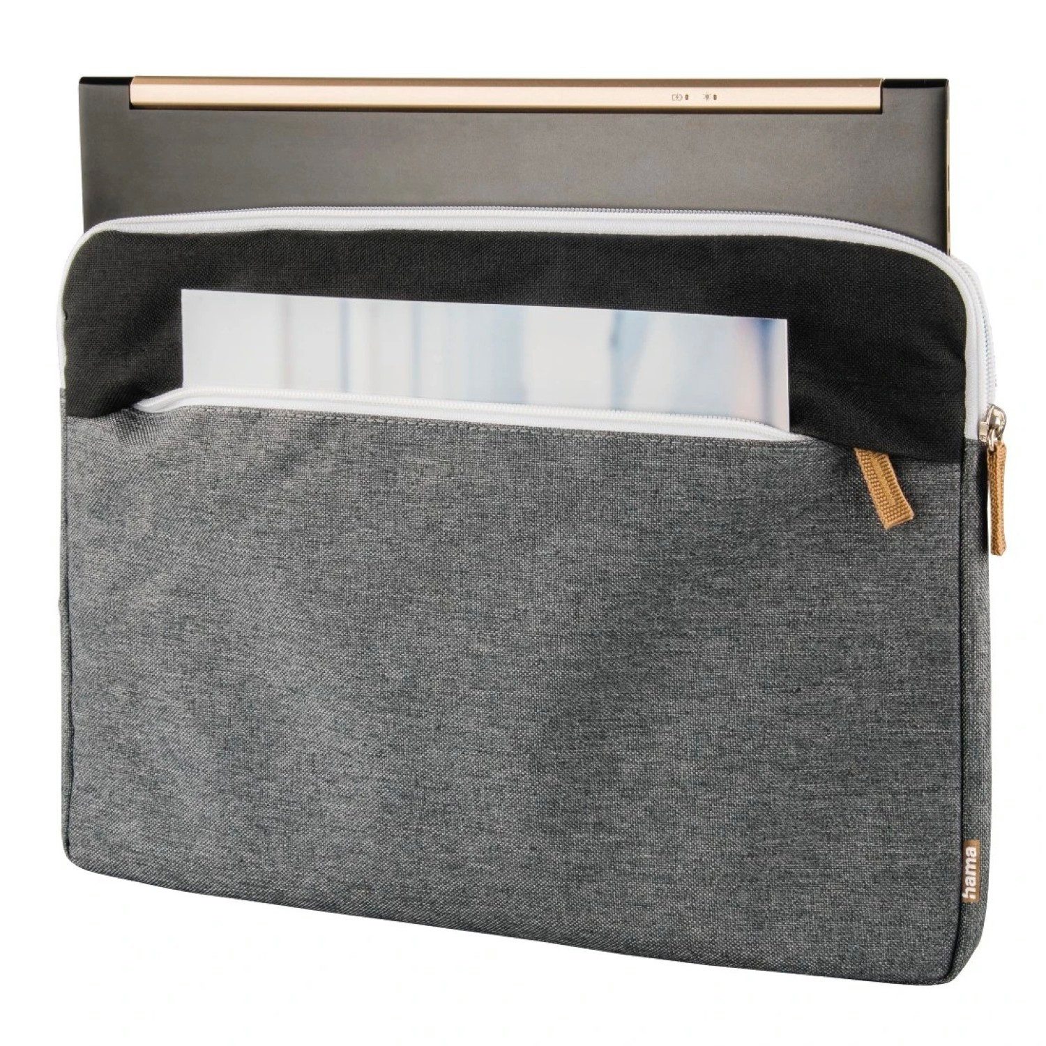 Hama Laptoptasche Notebook-Sleeve Florenz Laptop-Tasche Case Grau (1x Sleeve), Business Hülle Notebook-Fach 13,3" 13,5" 14" 14,2" 14,4" Zoll Laptop – Bild 4 von 5