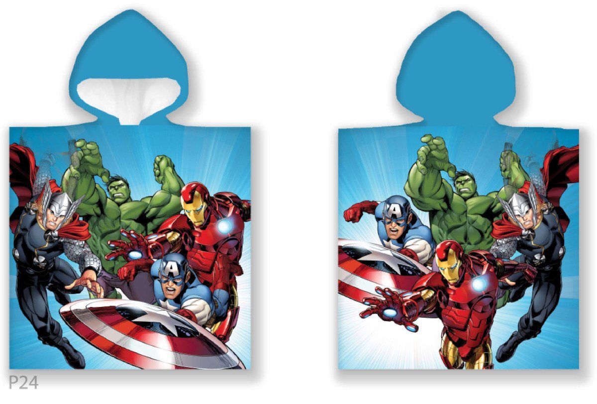 55 cm Kaputze x 110 mit Strandtuch Strandtuch Avengers Poncho MARVEL