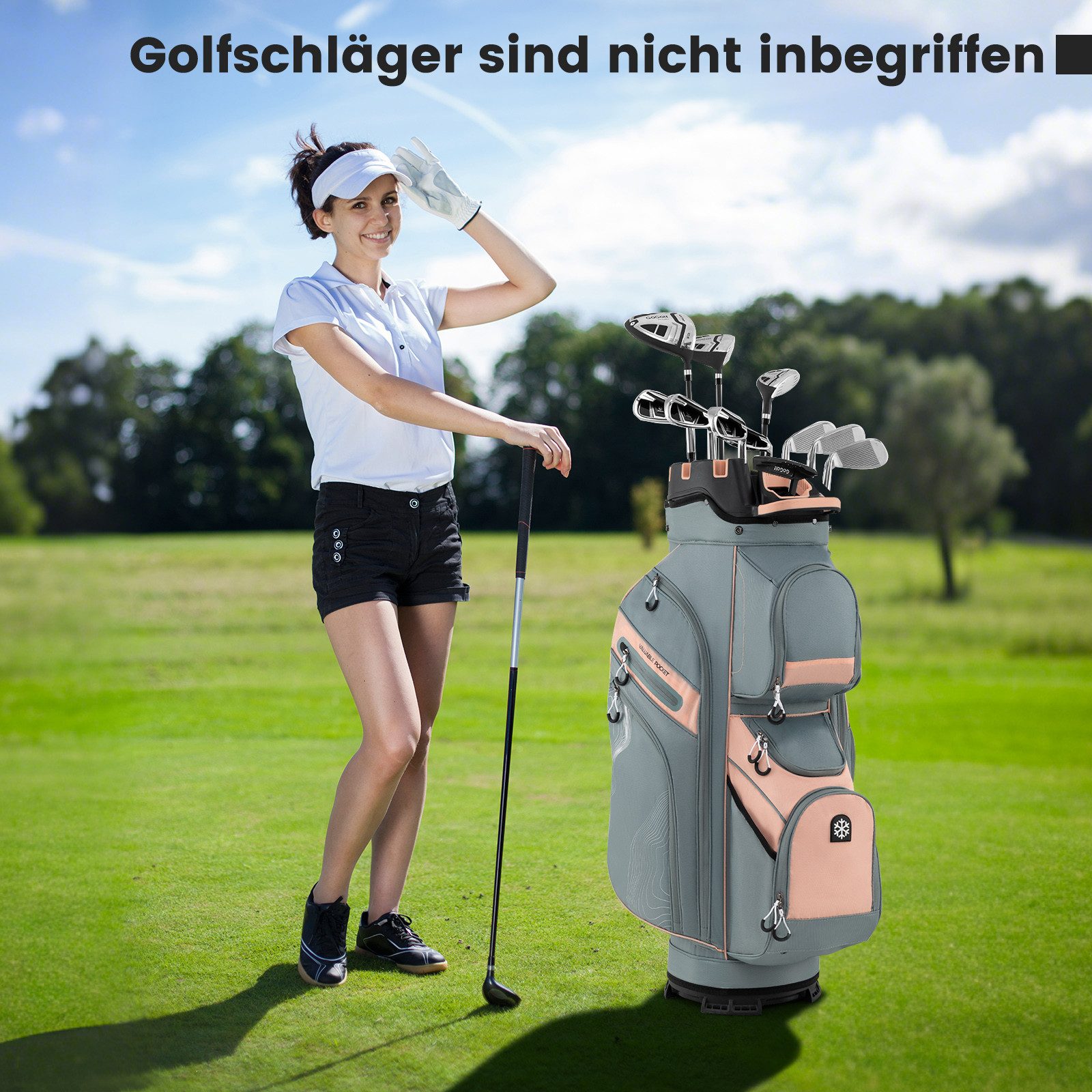 COSTWAY Golfballtasche, Golfreisetasche mit 14-facher Trennwand