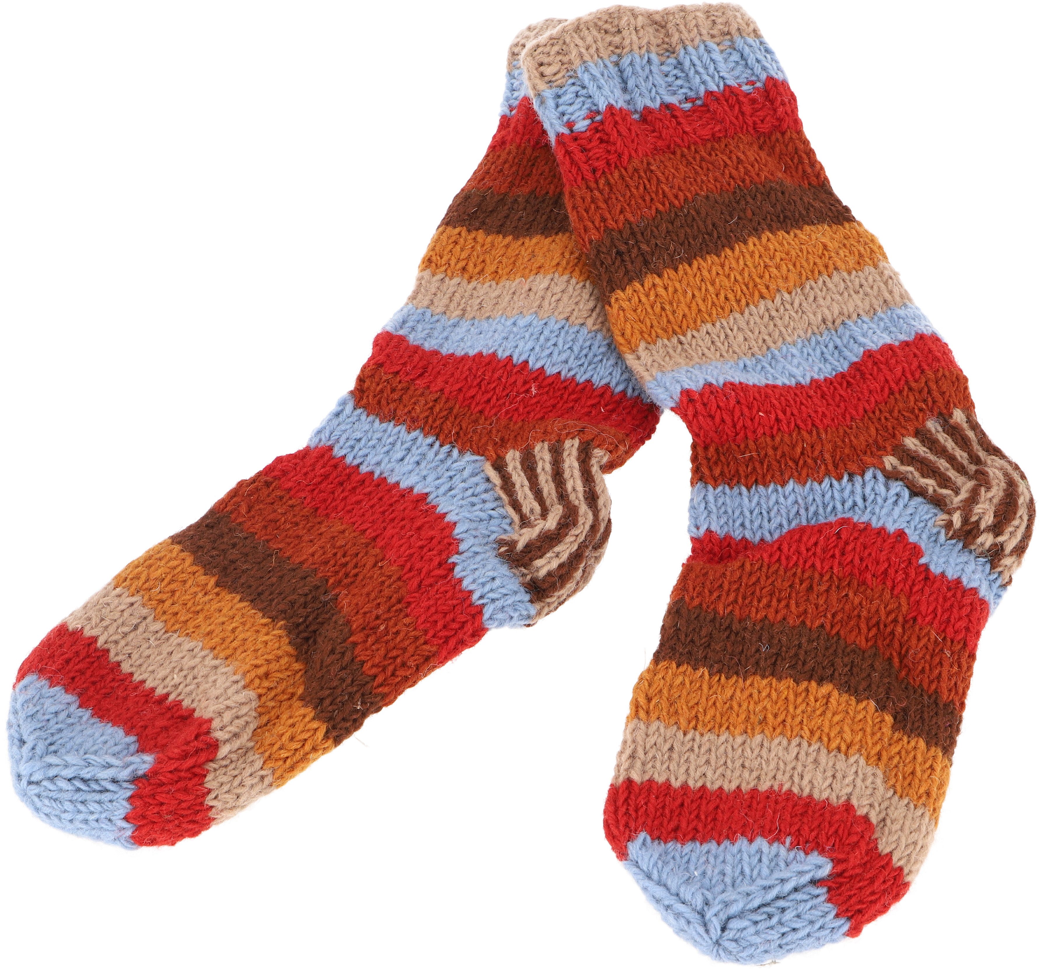 Haussocken Handgestrickte gefütterte Schafwollsocken,..