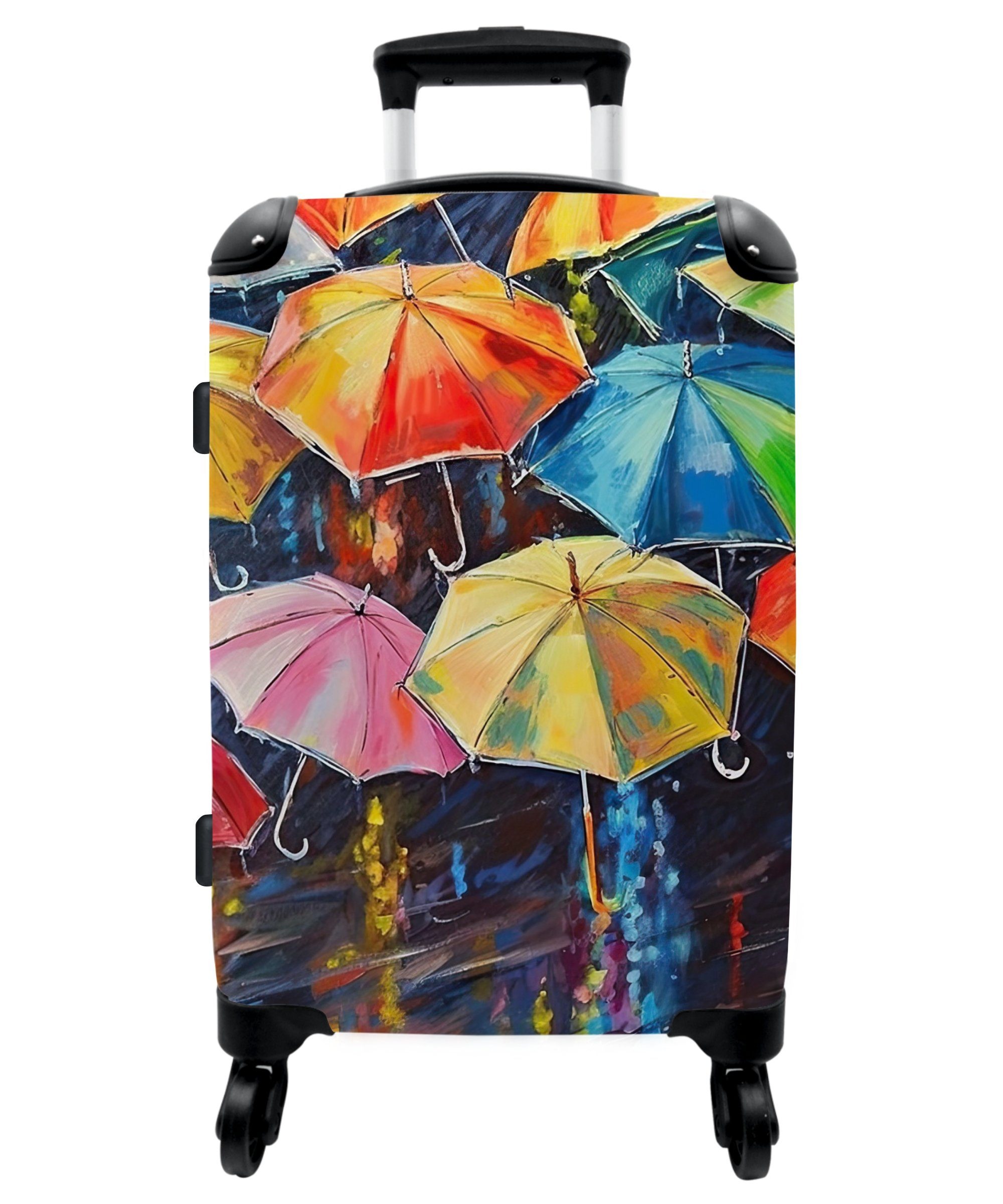 Rollen Rollen, - Trolley - 67x43x25cm Aufgabegepäck Koffer Regenschirme Rollkoffer 4 NoBoringSuitcases.com© mit Große Regenbogen, Kunst Malerei 4 Reisekoffer - -