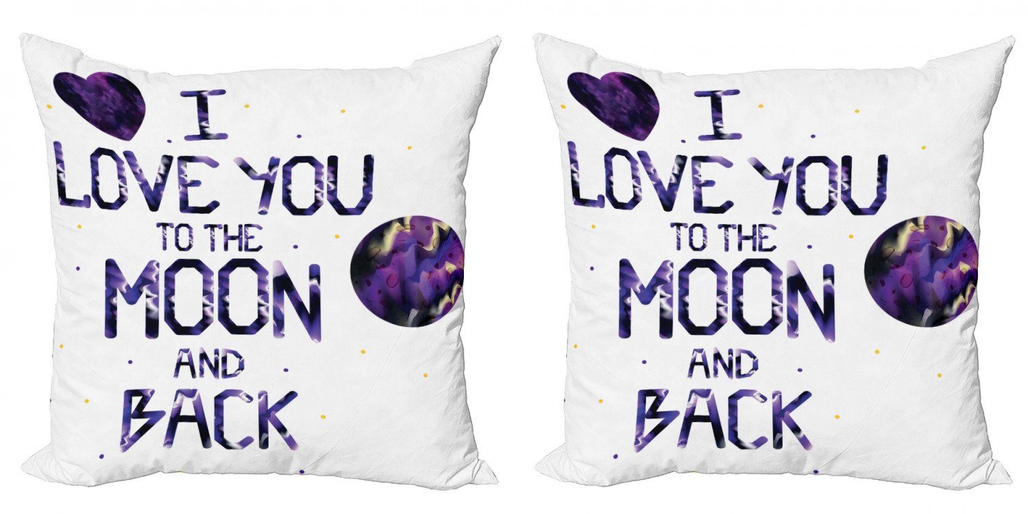 Kissenbezüge Modern Accent Doppelseitiger Digitaldruck, Abakuhaus (2 Stück), Ich liebe dich Universum Mond Herz