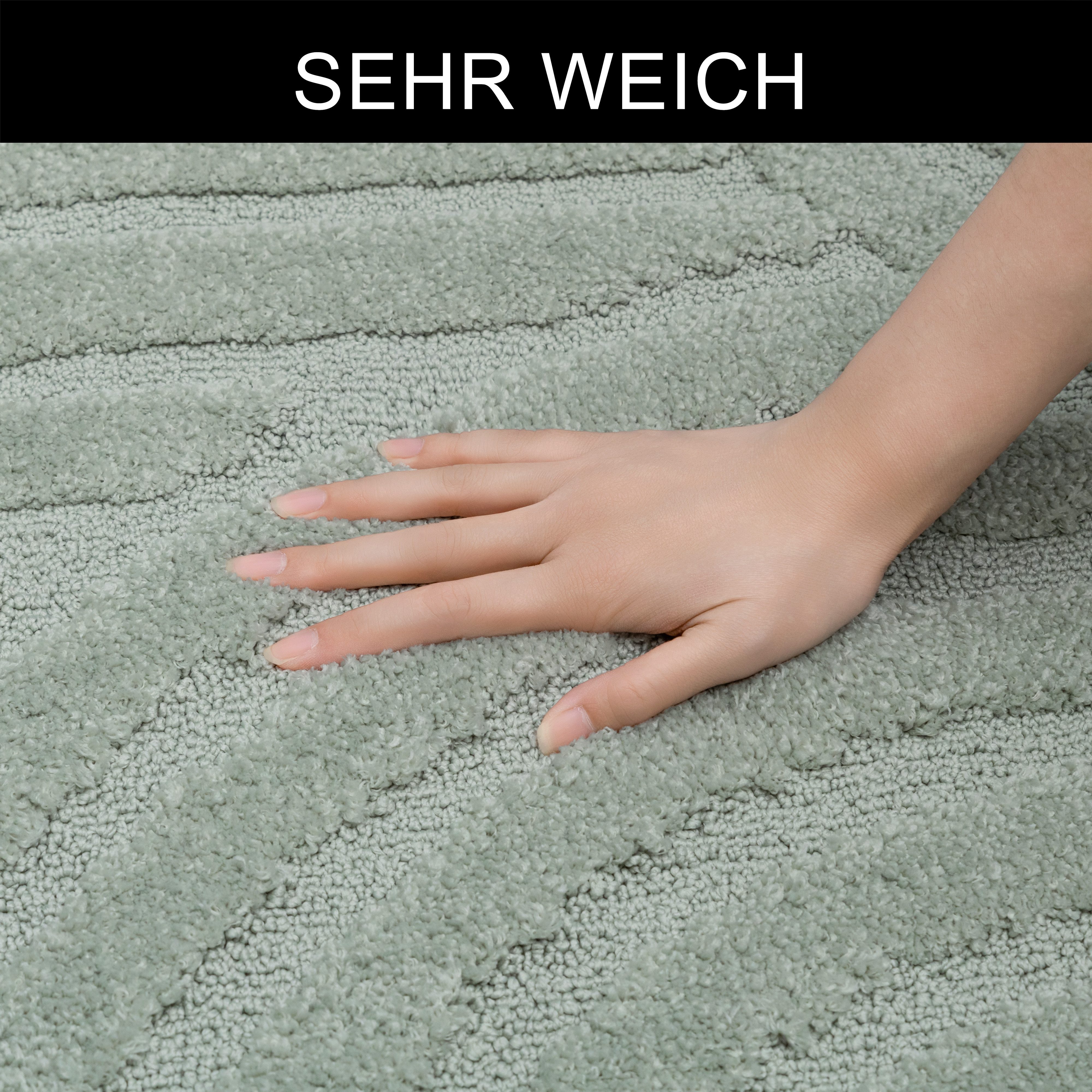 OTTO home Badematte Regona Scandi, Badvorleger, Badezimmer Teppich, Duschvorleger, Höhe 10 mm, rutschhemmend beschichtet, strapazierfähig, Polyester, rechteckig, Badteppich, Uni Farben, Hoch-Tief-Effekt, modernes Muster, Zen