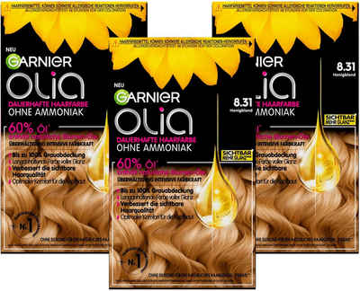 GARNIER Coloration Garnier Olia dauerhafte Haarfarbe, Set, 3-tlg., 8.31 Honigblond