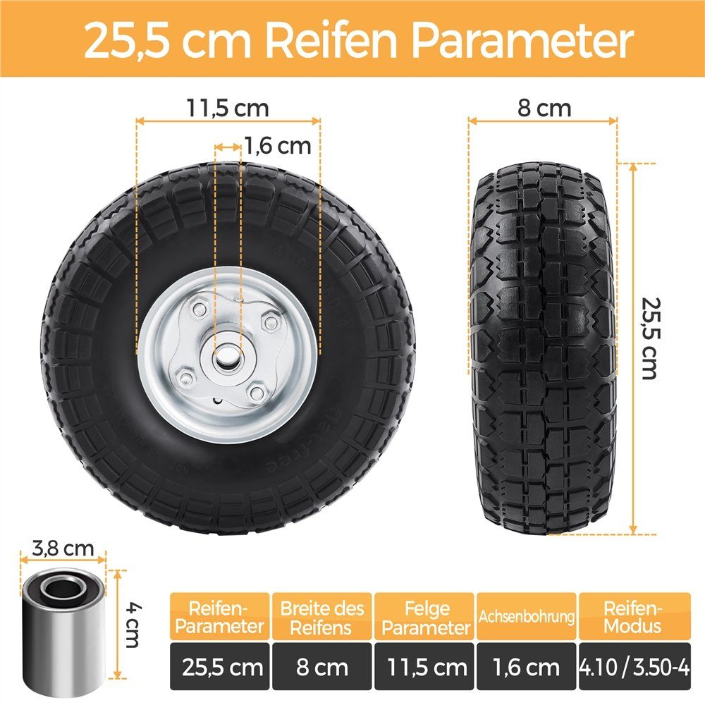 Yaheetech Sackkarren-Rad (1 St), ØxH: 255 x 80 mm, Räder mit Metallfelge