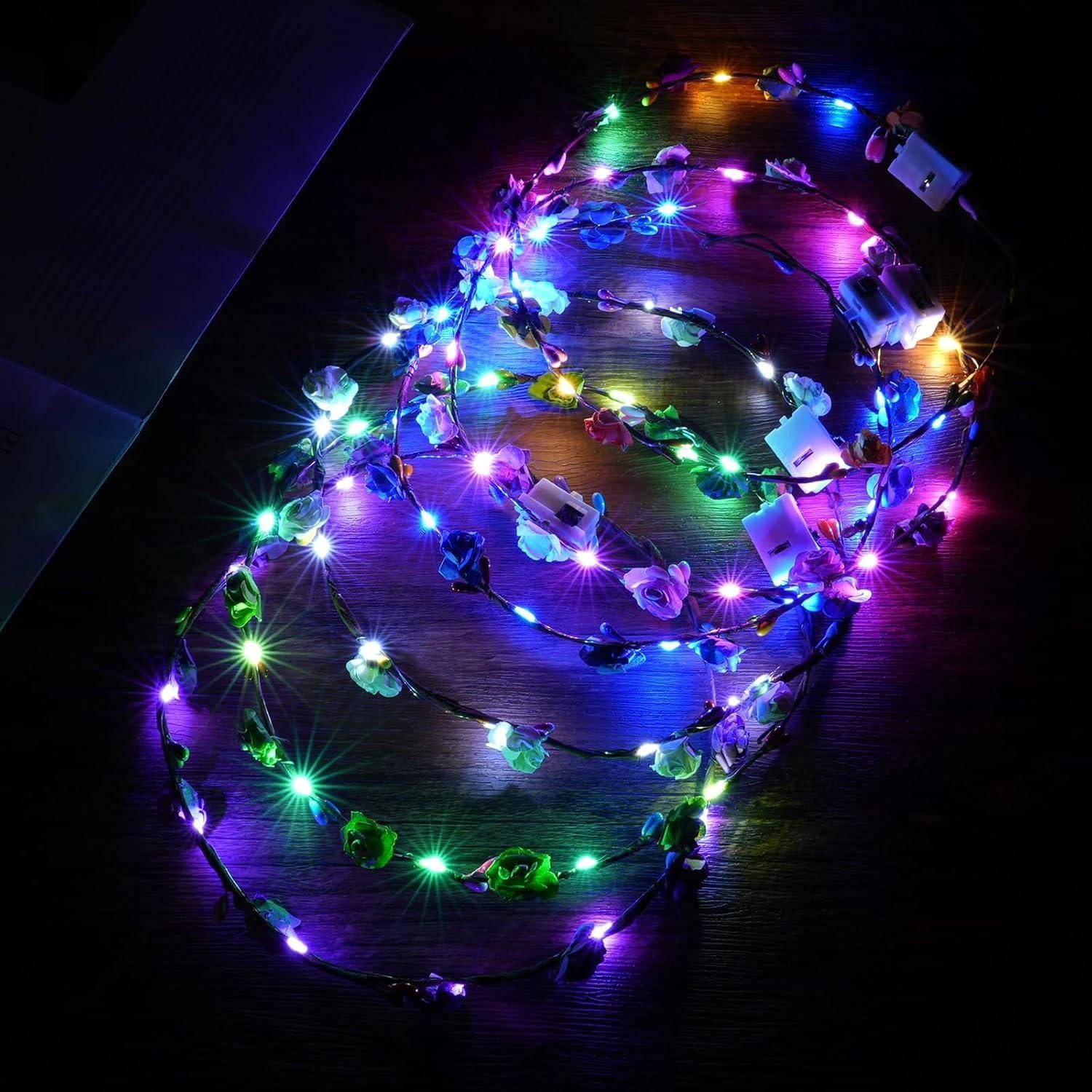 Haarreif LED Blumenkranz Stirnband 6PCS Haarschmuck Party Hochzeit Festivals
