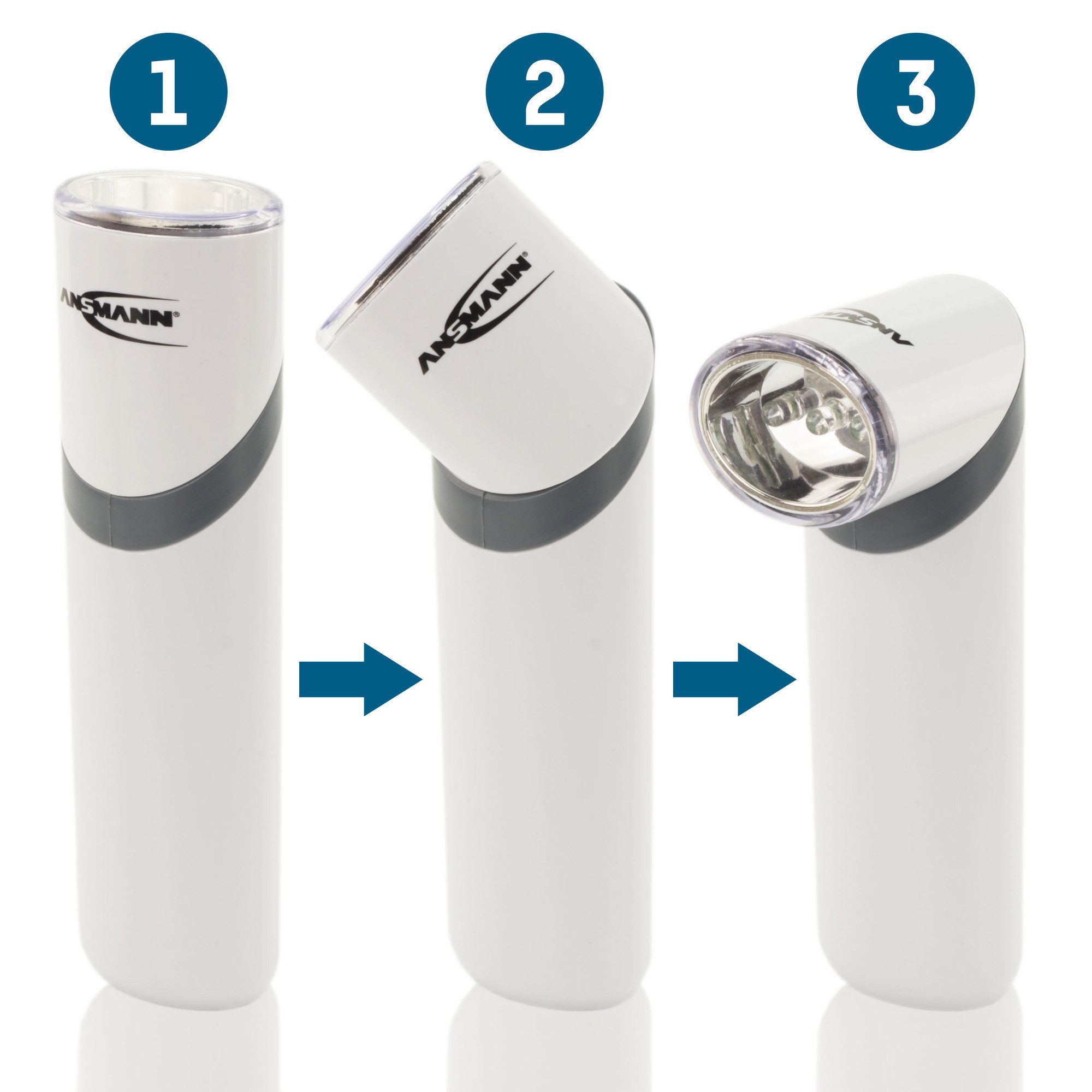 ANSMANN AG LED Taschenlampe RC2 Akku-Taschenlampe - Wiederaufladbar über 230V Steckdose