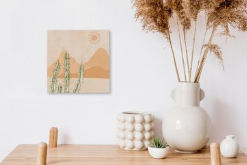 OneMillionCanvasses® Leinwandbild Kaktus - Wüste - Pastell - Boho - Aquarell, (1 St), Leinwand Bilder für Wohnzimmer Schlafzimmer