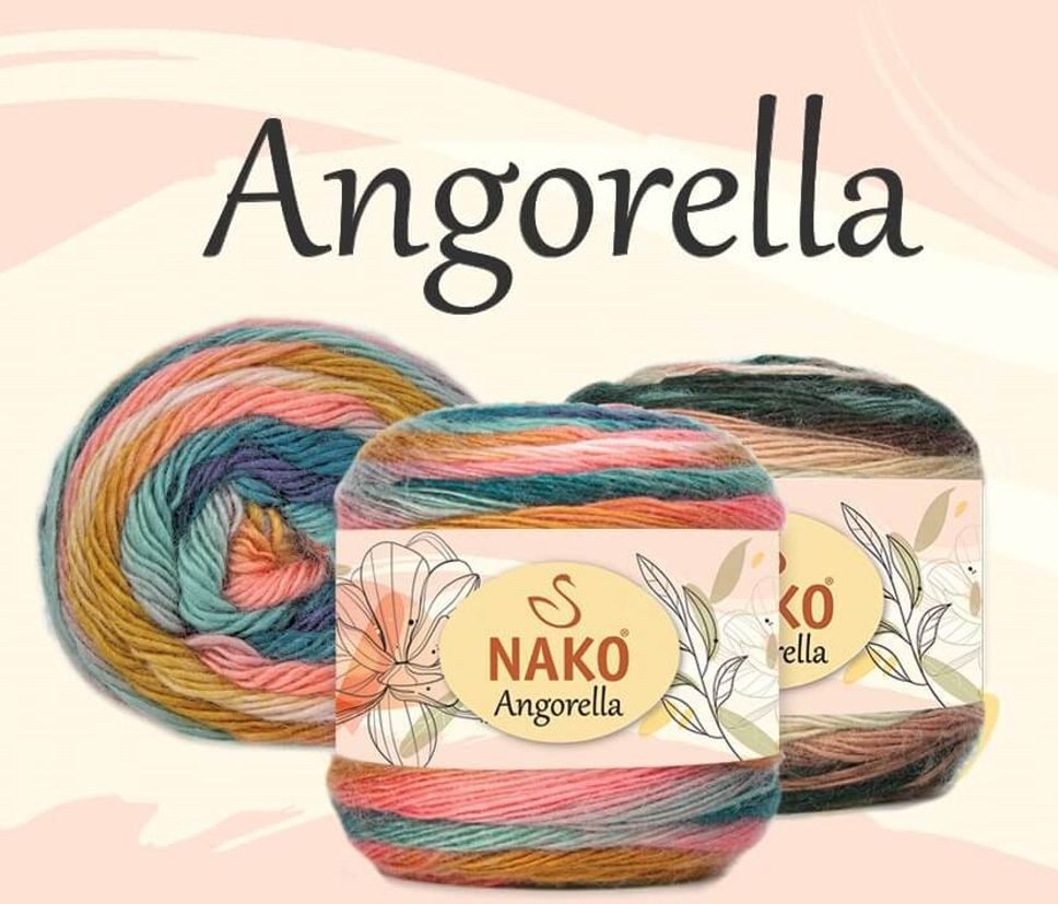 NAKO 5 x NAKO Angorella Häkelwolle, 400 m, Strickgarn,Seidig,Farbverlauf,Häkelgarn